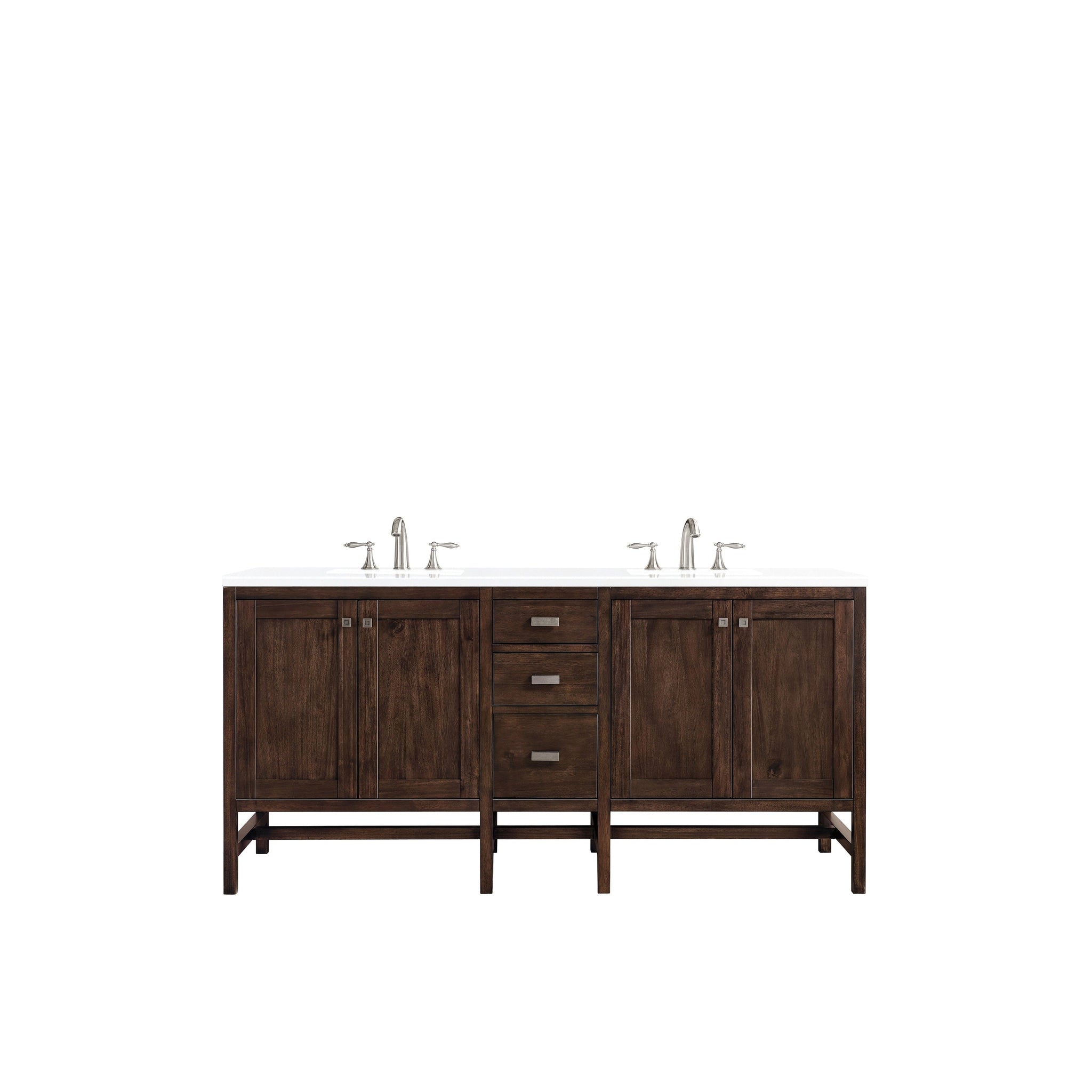 James Martin Vanities, James Martin Vanities Addison 72" Mid Century Acacia Double Vanity Cabinet With 3cm White Zeus Quartz Top