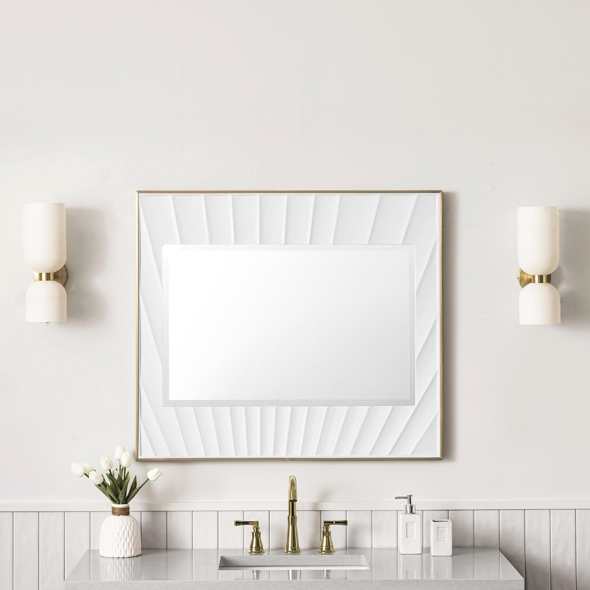 James Martin Vanities, James Martin Vanities Soleil 36" Matte White with Gold Mirror