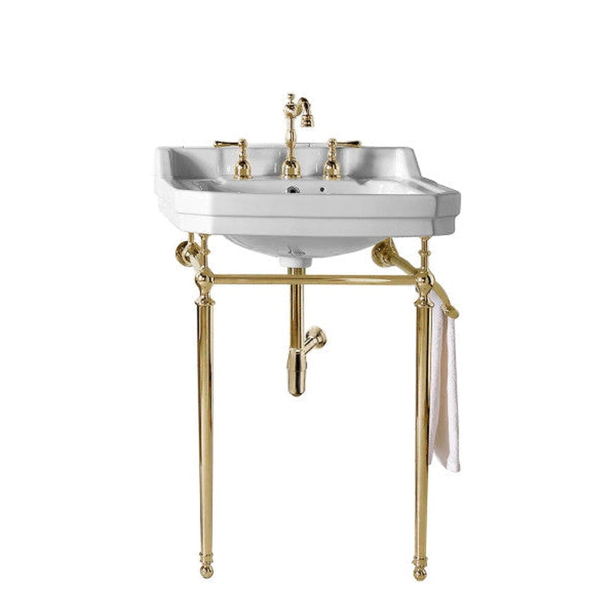 James Martin Vanities, James Martin Wellington 24" Single Console Sink With Brass Finish Stand
