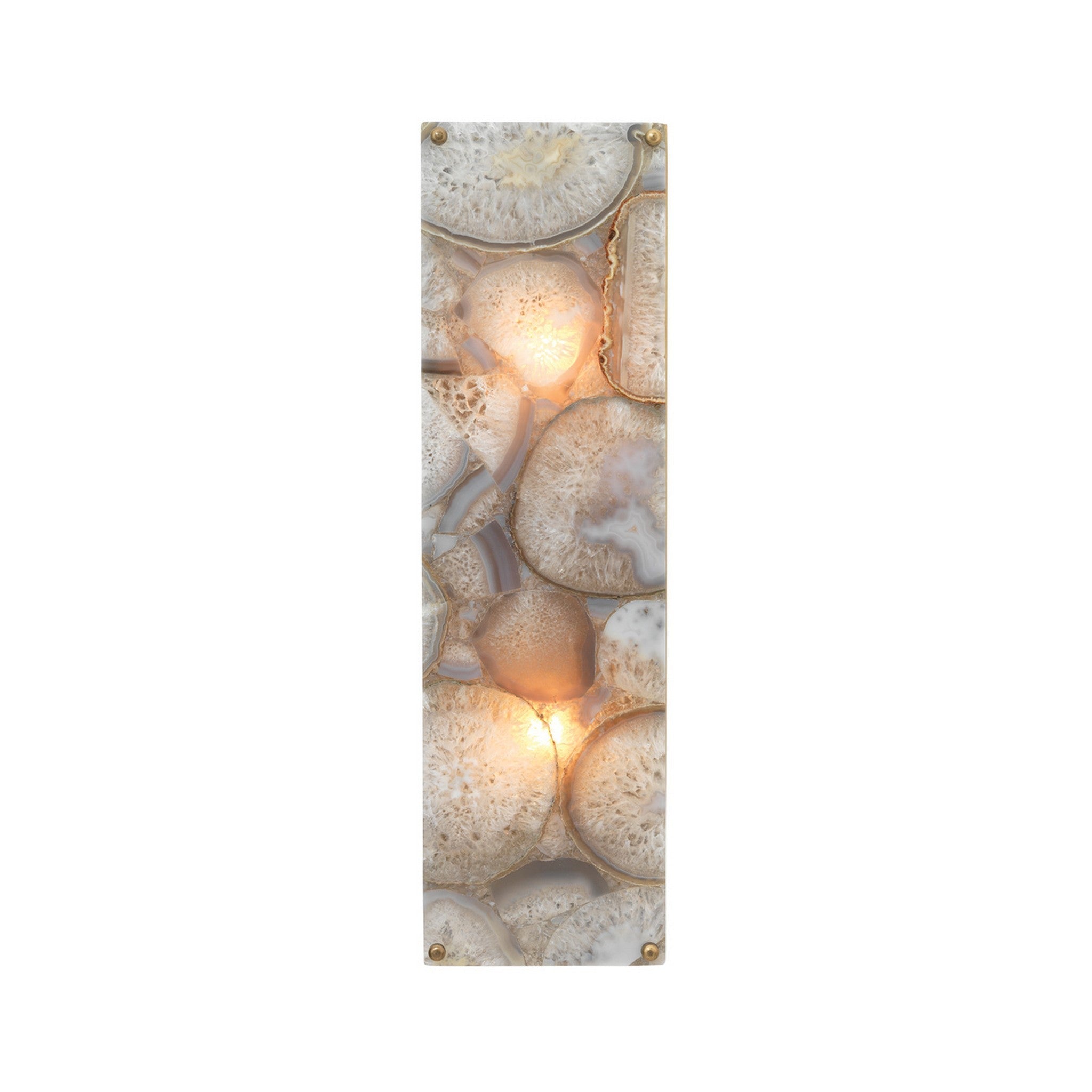 Jamie Young Co., Jamie Young Adeline 6" x 19" 2-Light Rectangular Agate Resin and Antique Brass Wall Sconce