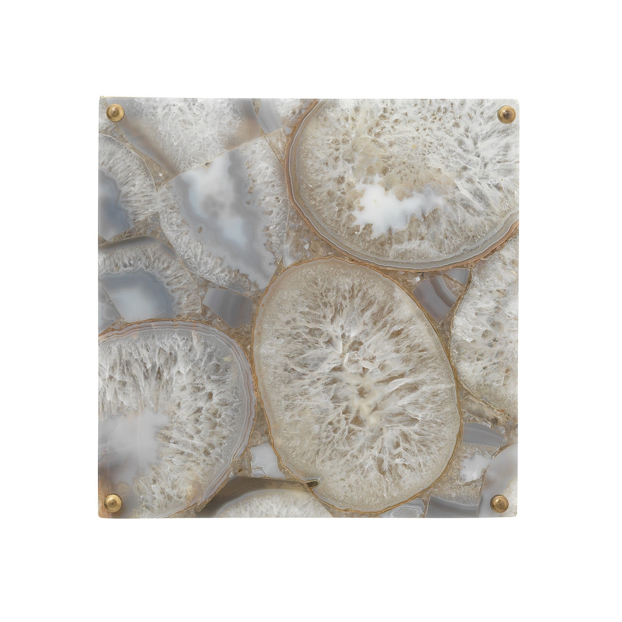 Jamie Young Co., Jamie Young Adeline 9" 1-Light Square Agate Resin and Antique Brass Wall Sconce