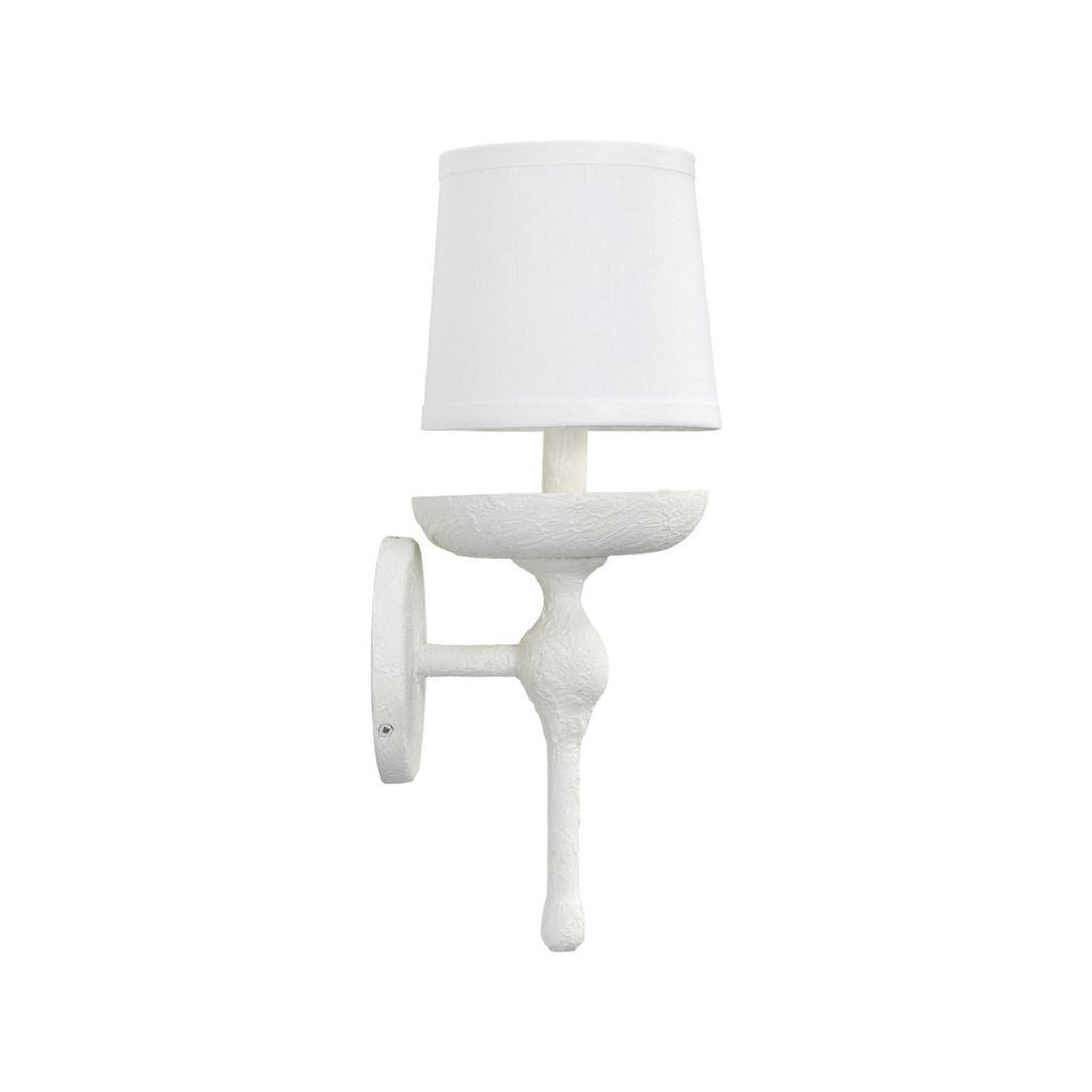 Jamie Young Co., Jamie Young Concord 6" x 16" 1-Light White Plaster Wall Sconce With White Linen Tapered Shade