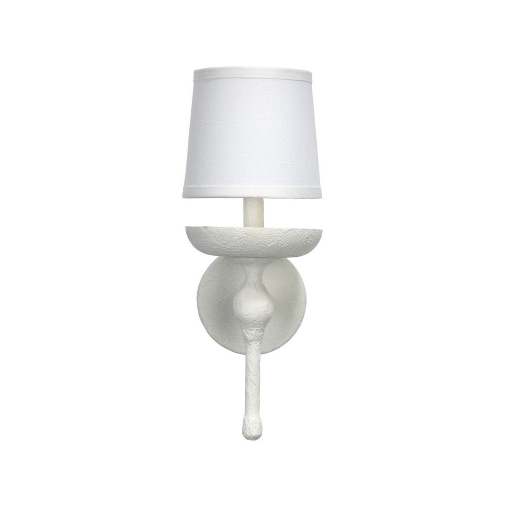 Jamie Young Co., Jamie Young Concord 6" x 16" 1-Light White Plaster Wall Sconce With White Linen Tapered Shade