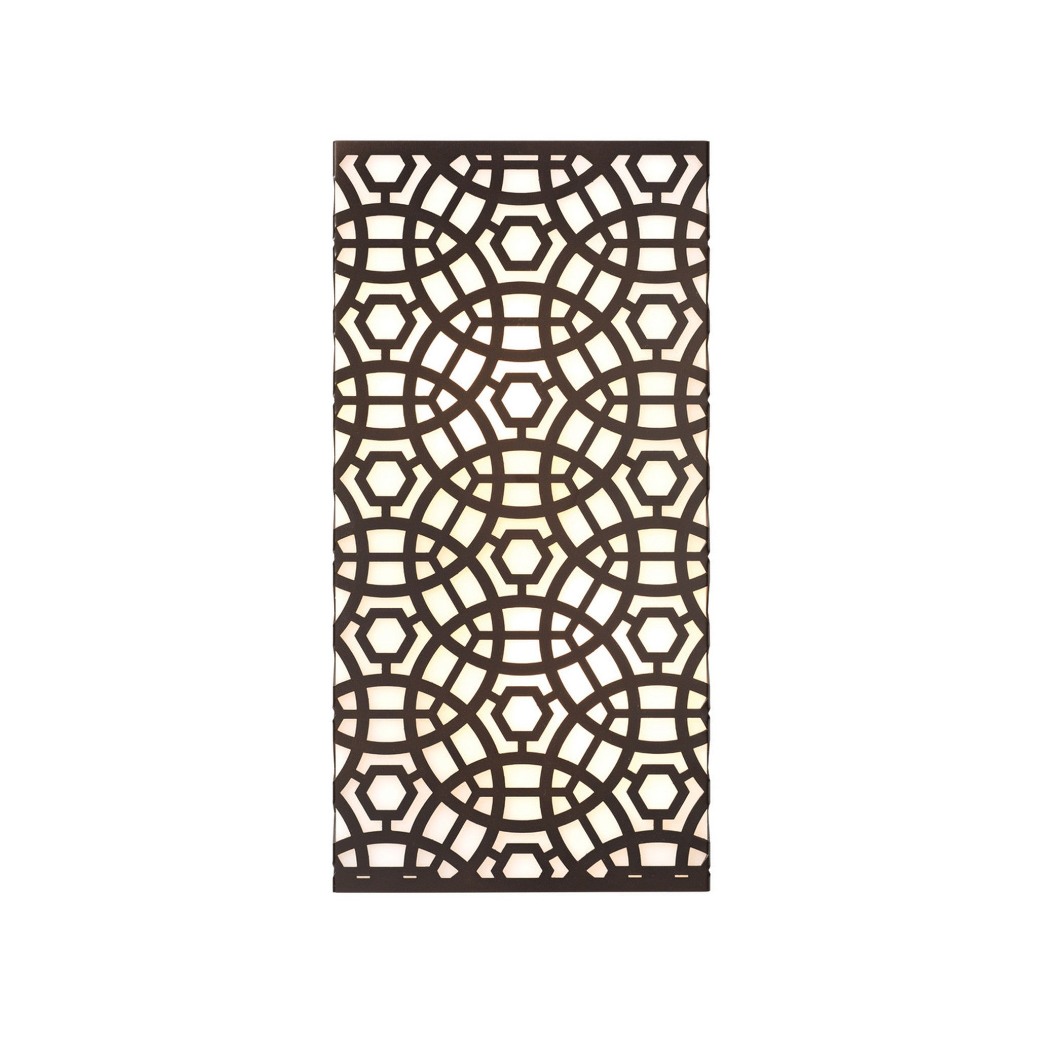 Jamie Young Co., Jamie Young Geo 8" X 16" 2-Light Oil Rubbed Bronze Laser-Cut Lattice Metal Wall Sconce With Milk Glass Diffuser