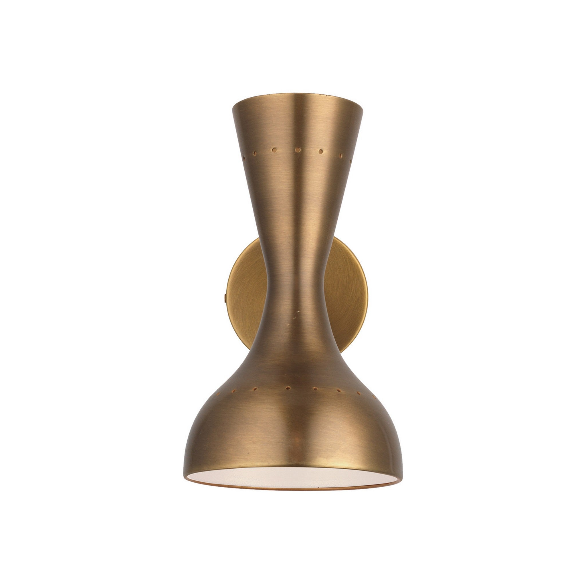 Jamie Young Co., Jamie Young Pisa 6" x 11" 2-Light Antique Brass Metal Wall Sconce With Hourglass-Shaped Swivel Hood