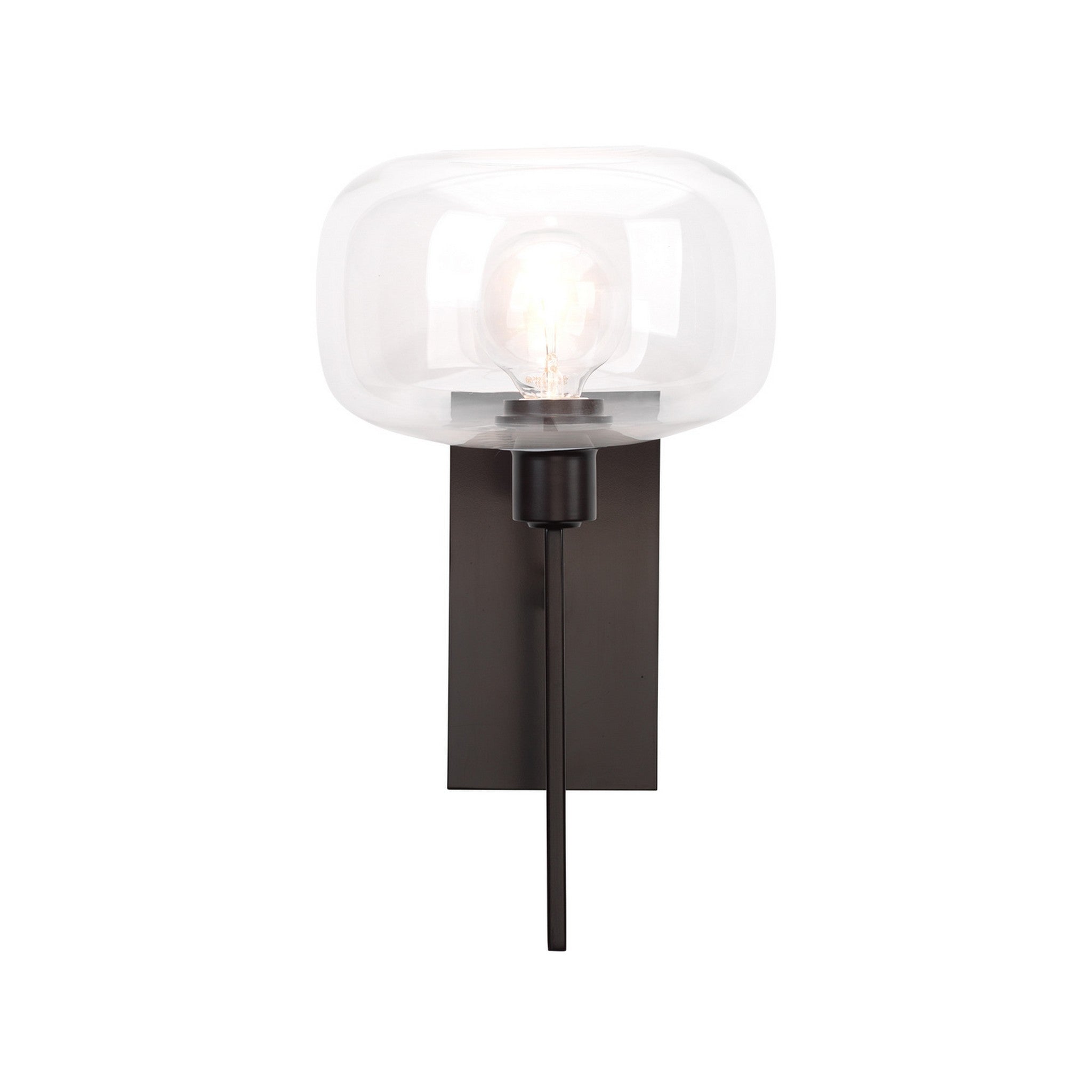 Jamie Young Co., Jamie Young Scando 9" x 14 1-Light Oil Rubbed Bronze Wall Sconce With Clear Blown Glass Shade
