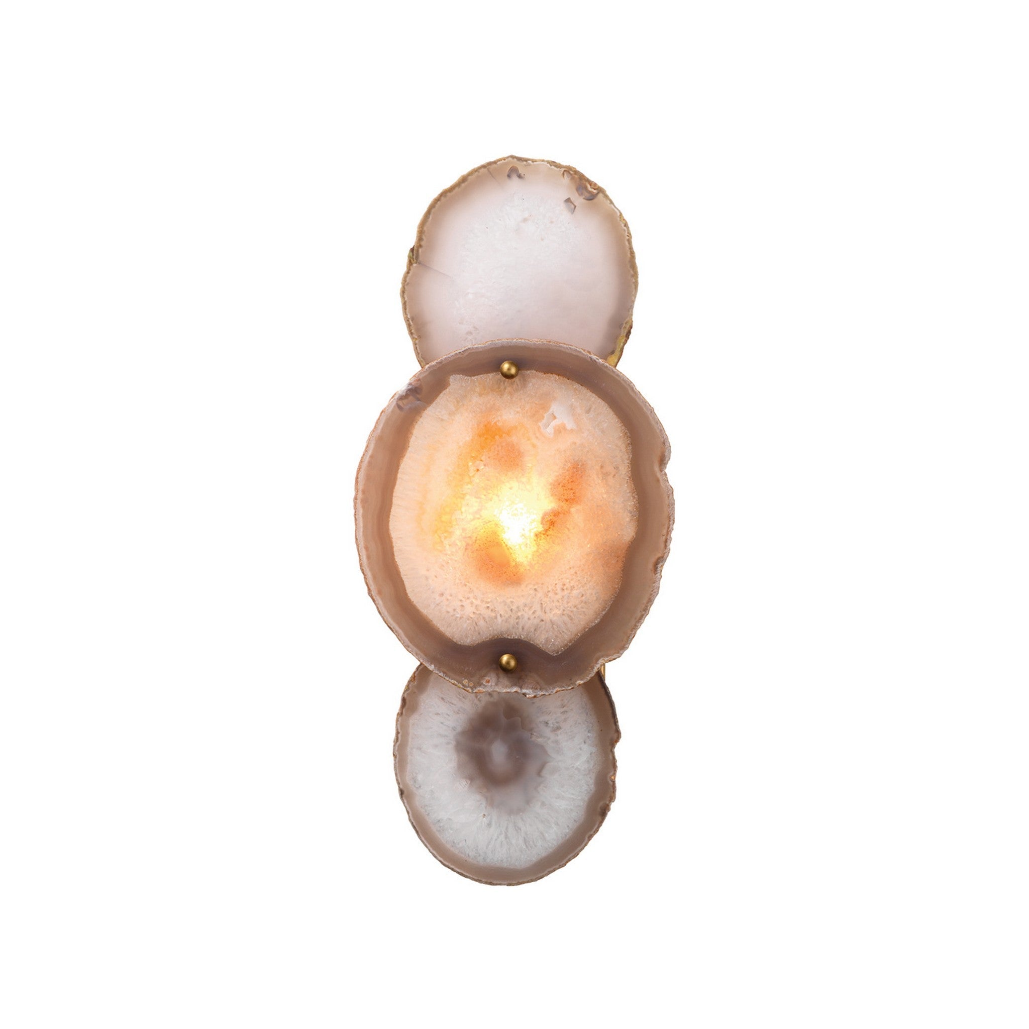 Jamie Young Co., Jamie Young Trinity 7" x 17" 1-Light Antique Brass Wall Sconce With Natural Agate Stones Shade