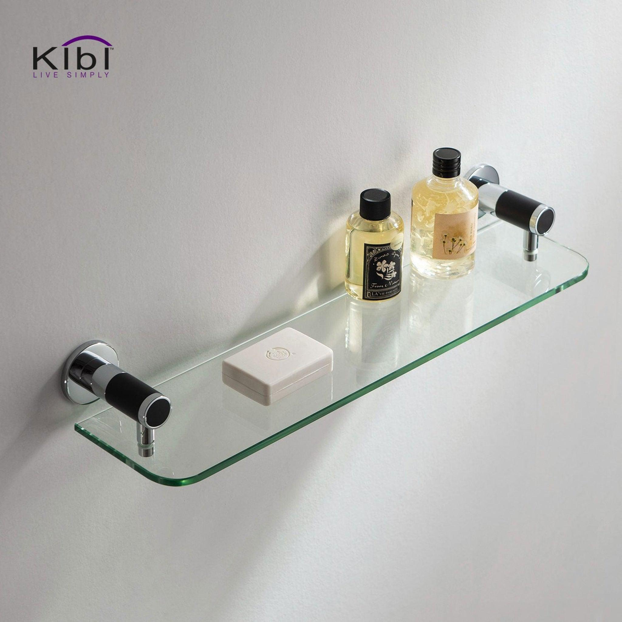 KIBI, KIBI Abaco Bathroom Shelf in Chrome Black Finish