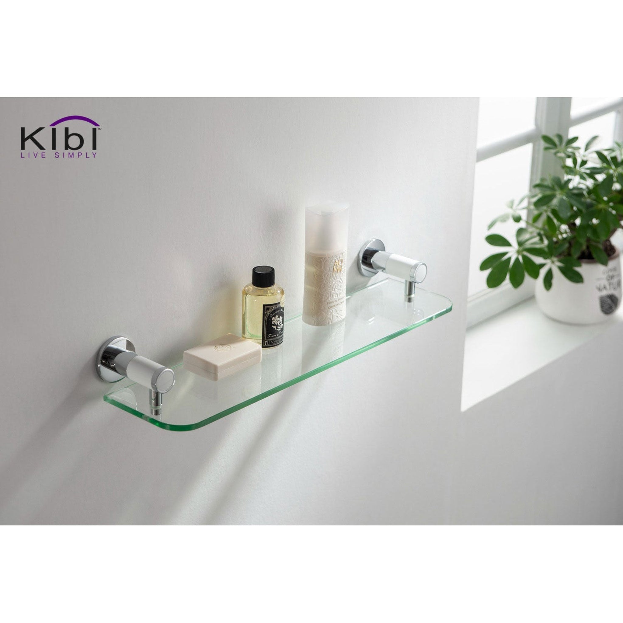 KIBI, KIBI Abaco Bathroom Shelf in Chrome White Finish