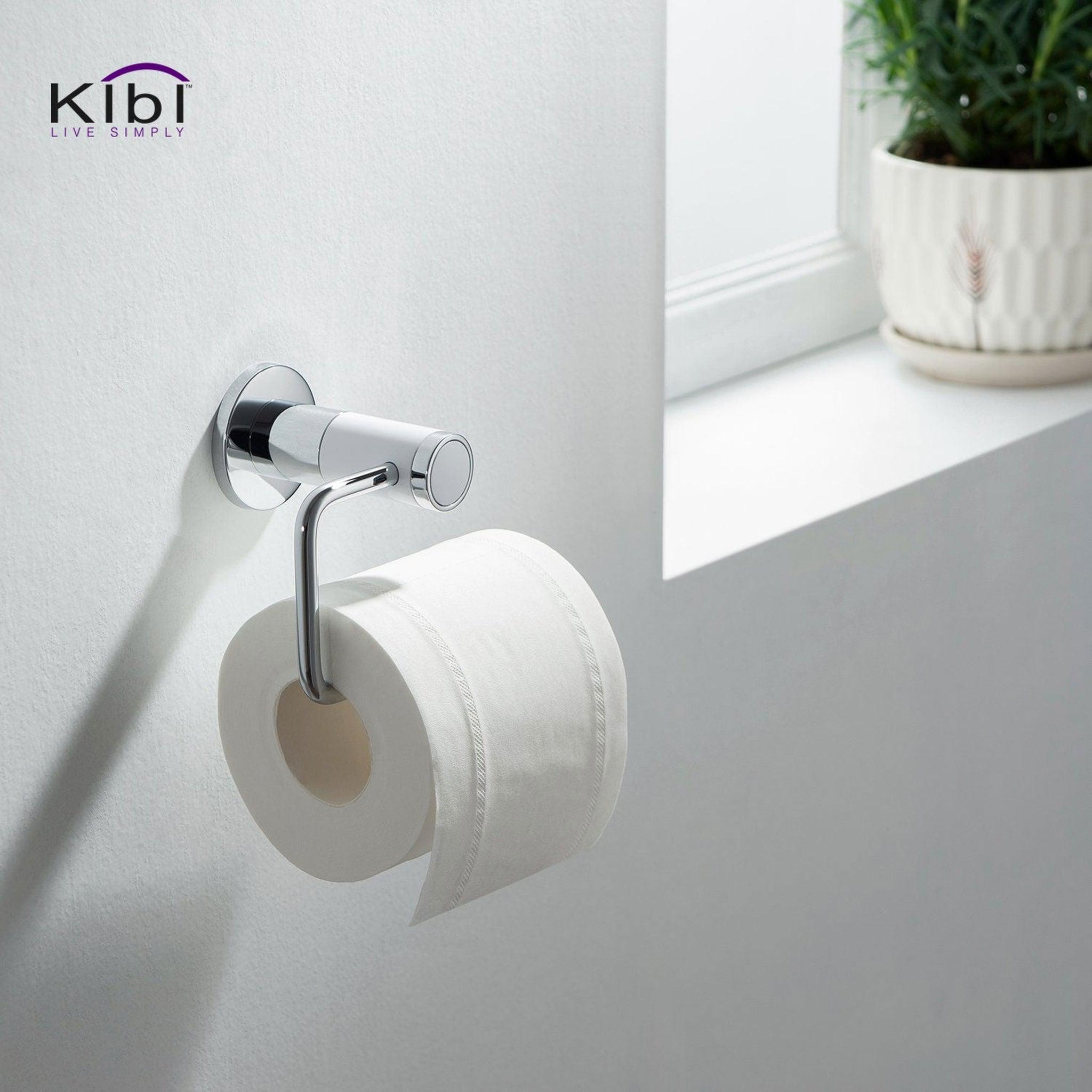 KIBI, KIBI Abaco Bathroom Tissue Holder in Chrome White Finish