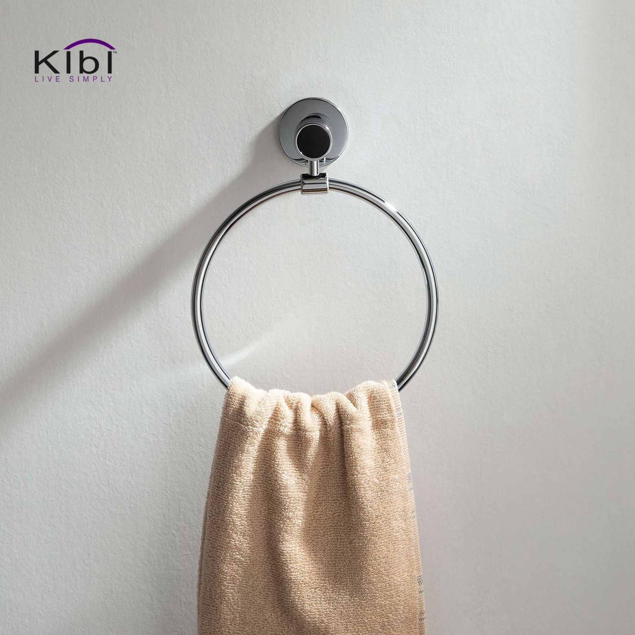 KIBI, KIBI Abaco Bathroom Towel Ring in Chrome Black Finish