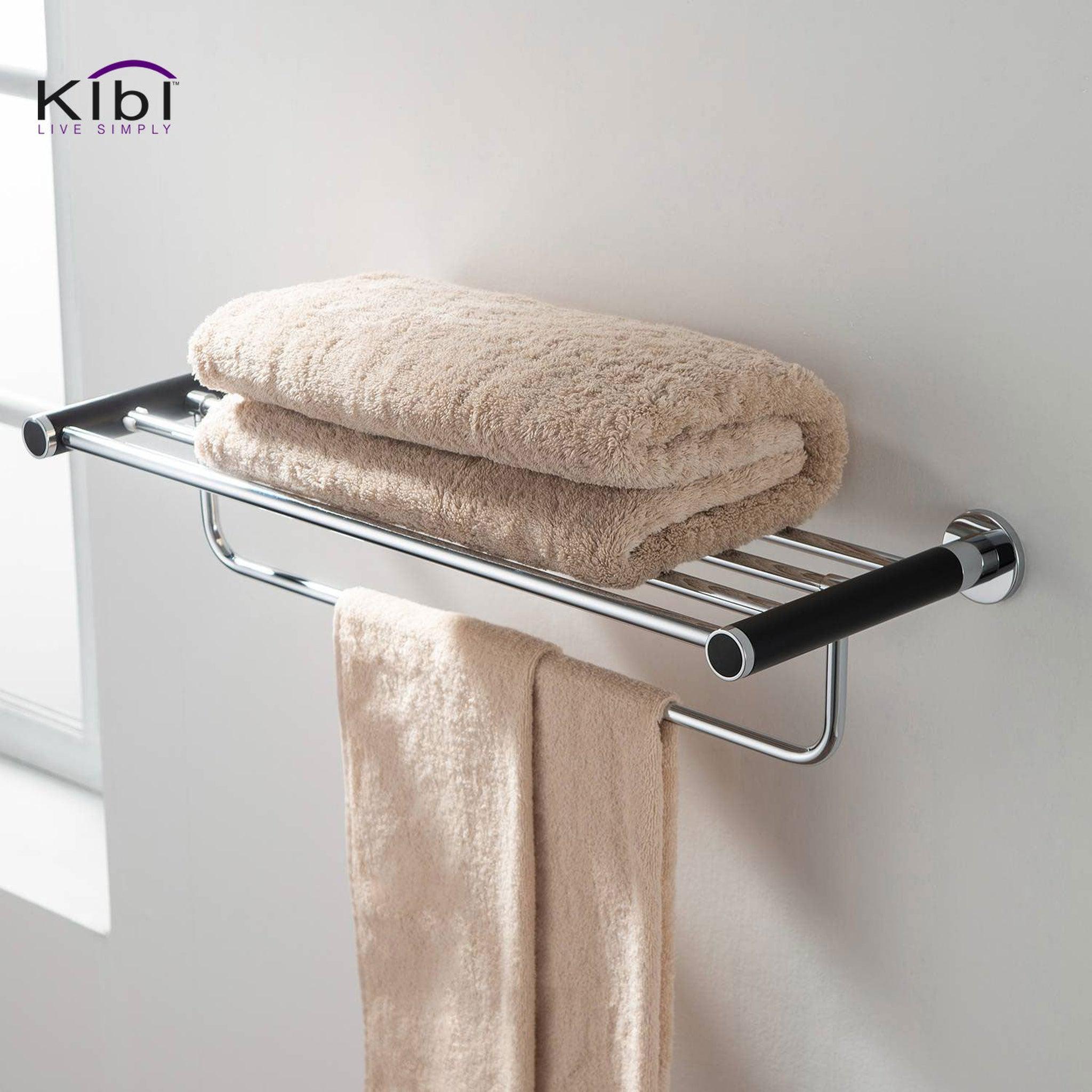 KIBI, KIBI Abaco Towel Rack in Chrome Black Finish