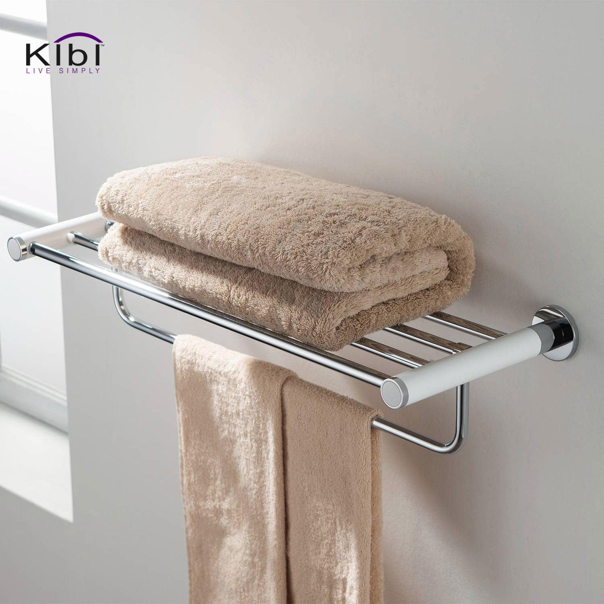 KIBI, KIBI Abaco Towel Rack in Chrome White Finish