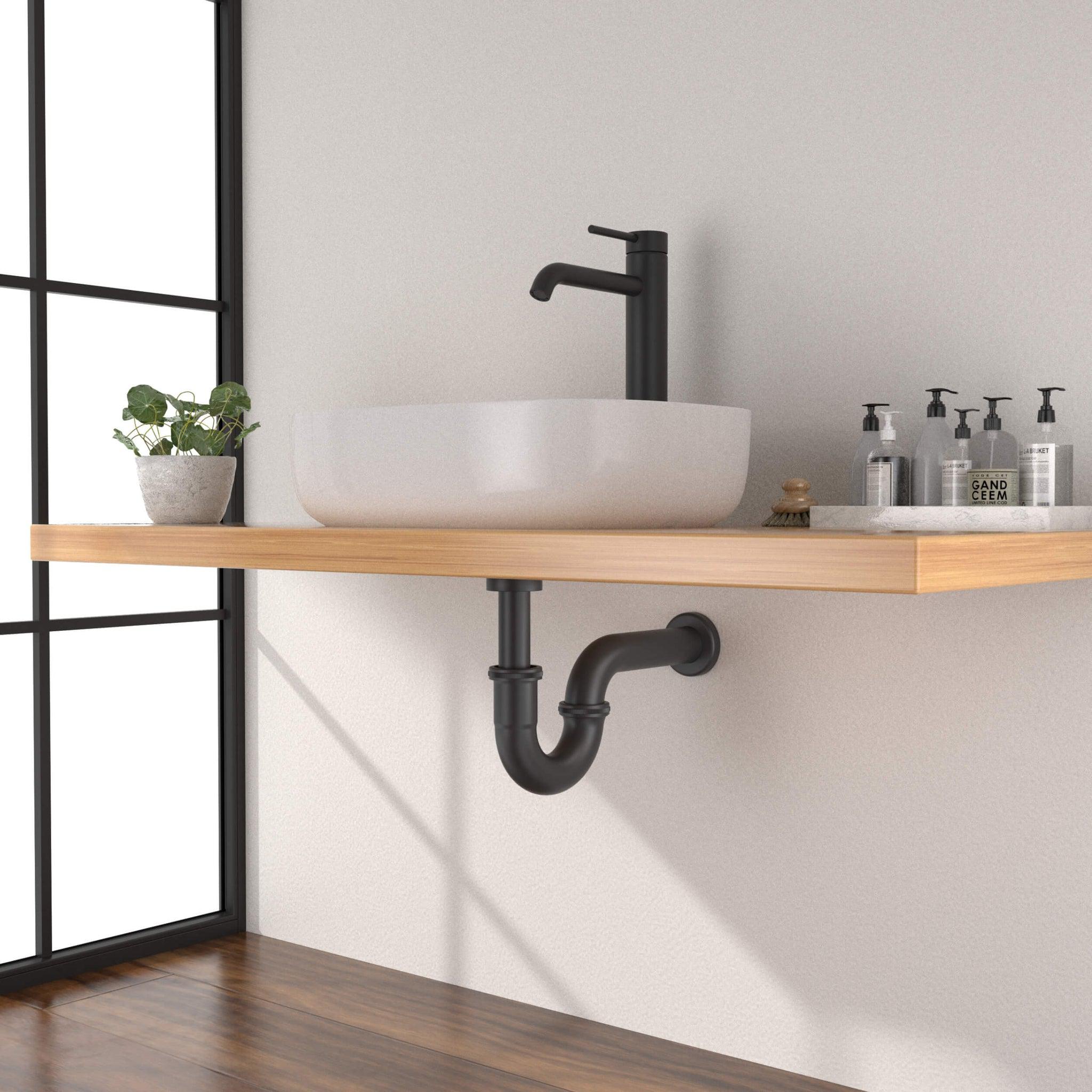 KIBI, KIBI Brass 1.5" Bathroom Sink Decorative P-Trap in Matte Black Finish