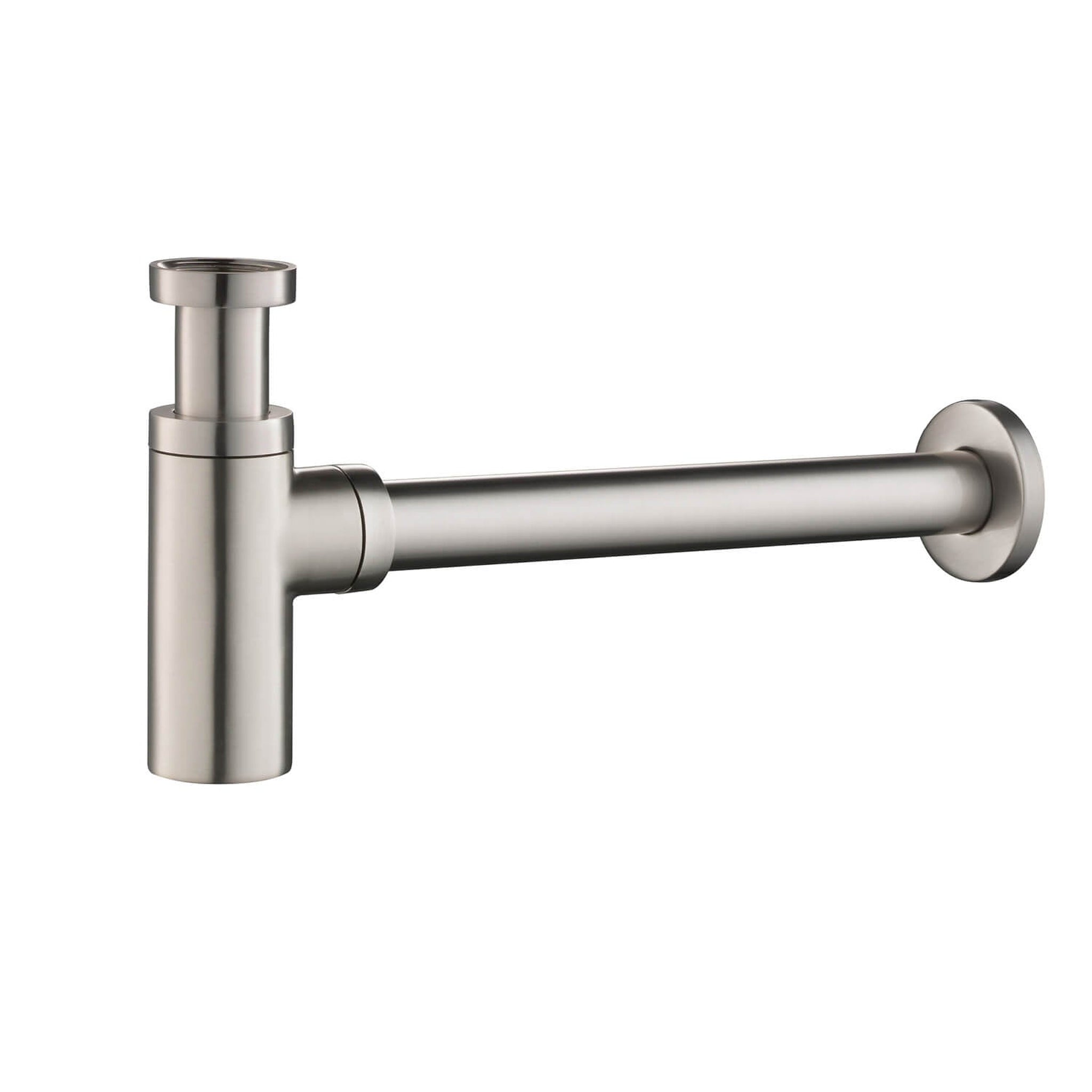 KIBI, KIBI Brass Bathroom Round Bottle Trap in Brushed Nickel Finish