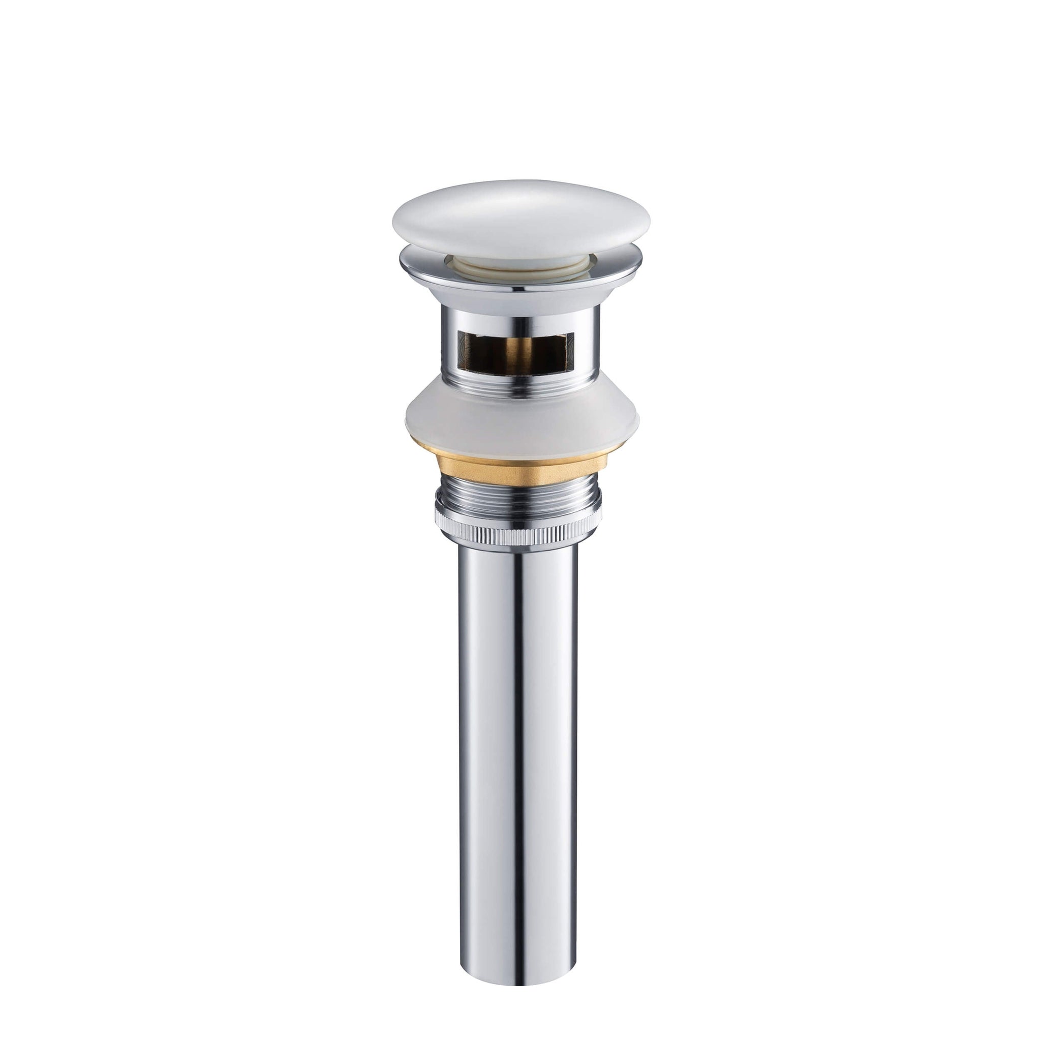 KIBI, KIBI Brass Bathroom Sink Pop-Up Drain Stopper Full Cover With Overflow in Ceramic White Finish