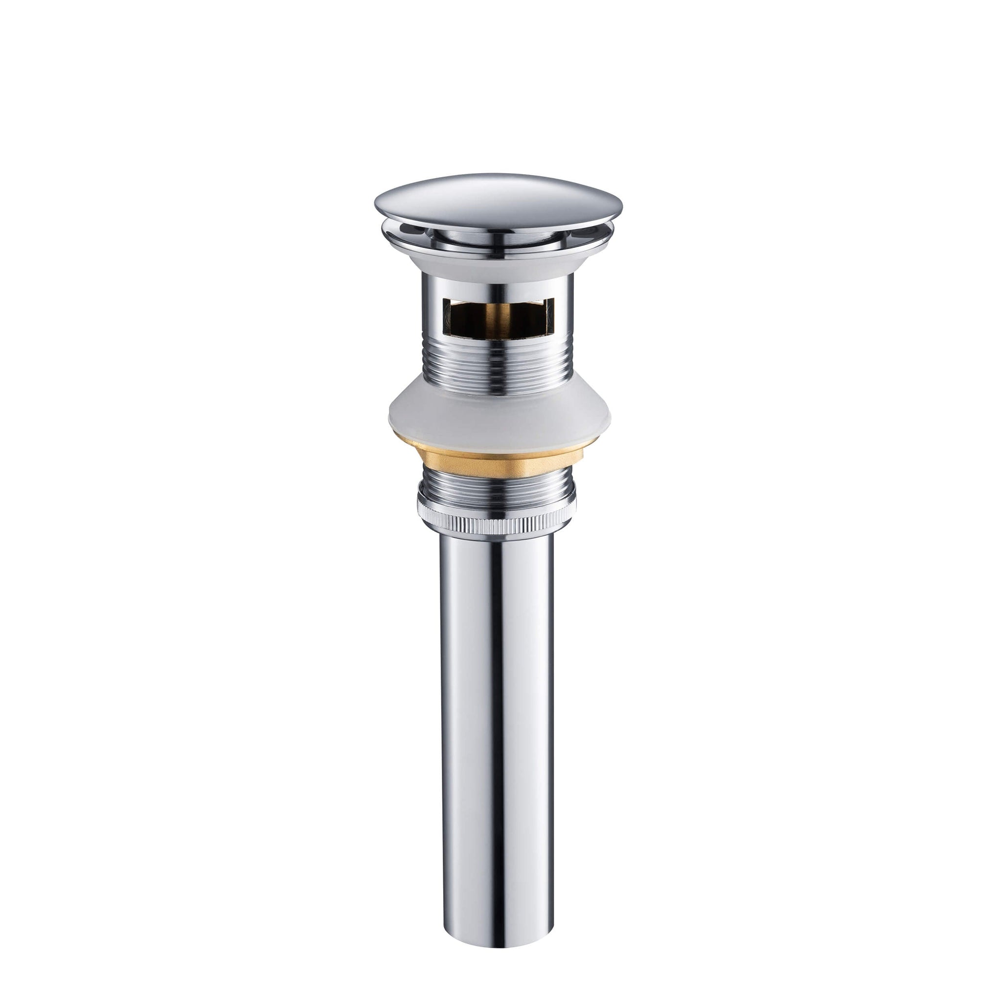 KIBI, KIBI Brass Bathroom Sink Pop-Up Drain Stopper Full Cover With Overflow in Chrome Finish