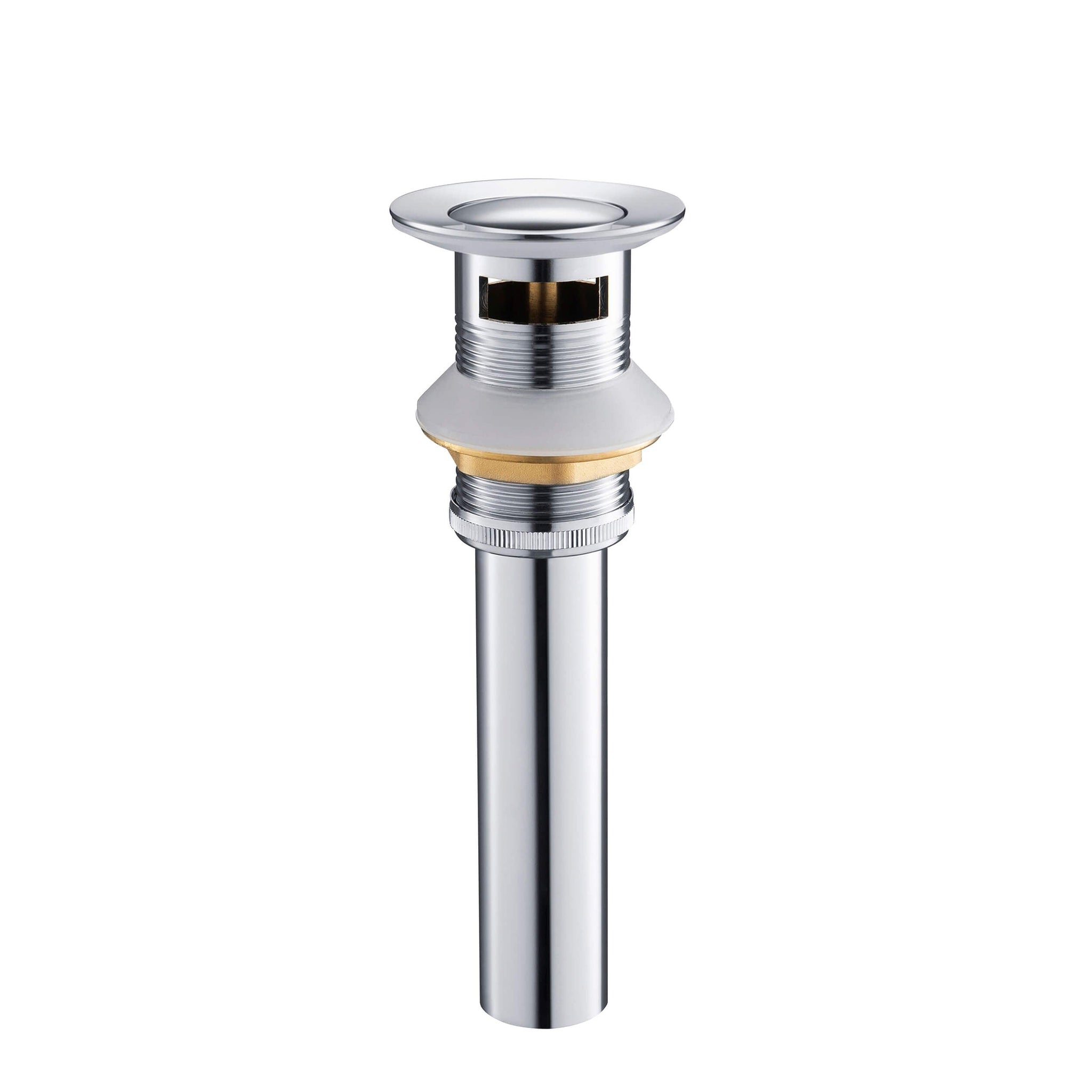 KIBI, KIBI Brass Bathroom Sink Pop-Up Drain Stopper Small Cover With Overflow in Chrome Finish