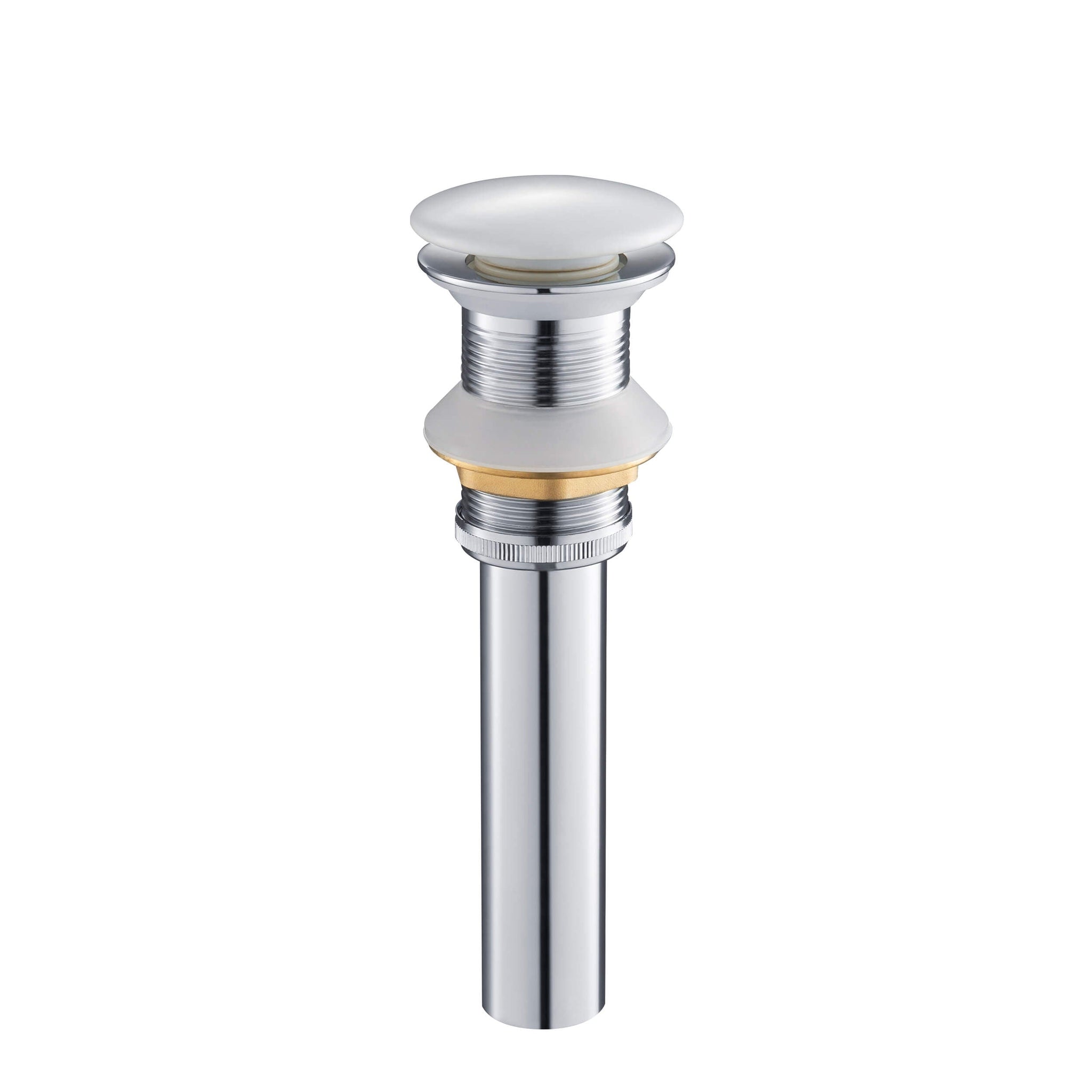 KIBI, KIBI Brass Bathroom Vessel Sink Pop-Up Drain Stopper Full Cover Without Overflow in Ceramic White Finish