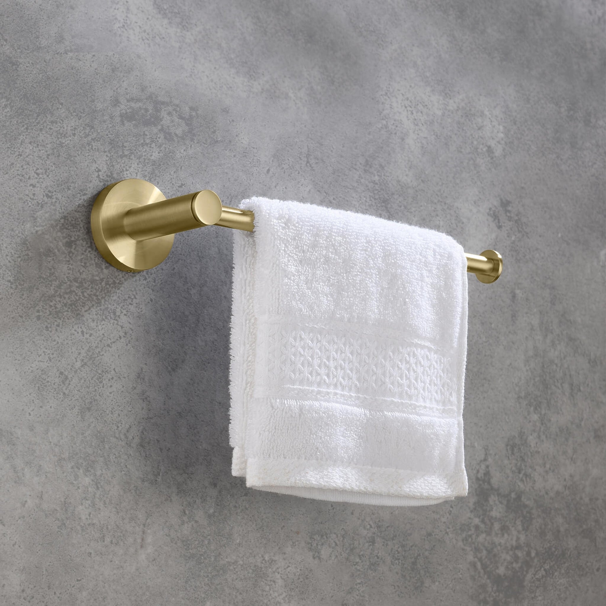 KIBI, KIBI Circular 10" Brass Bathroom Towel Bar in Brushed Gold Finish