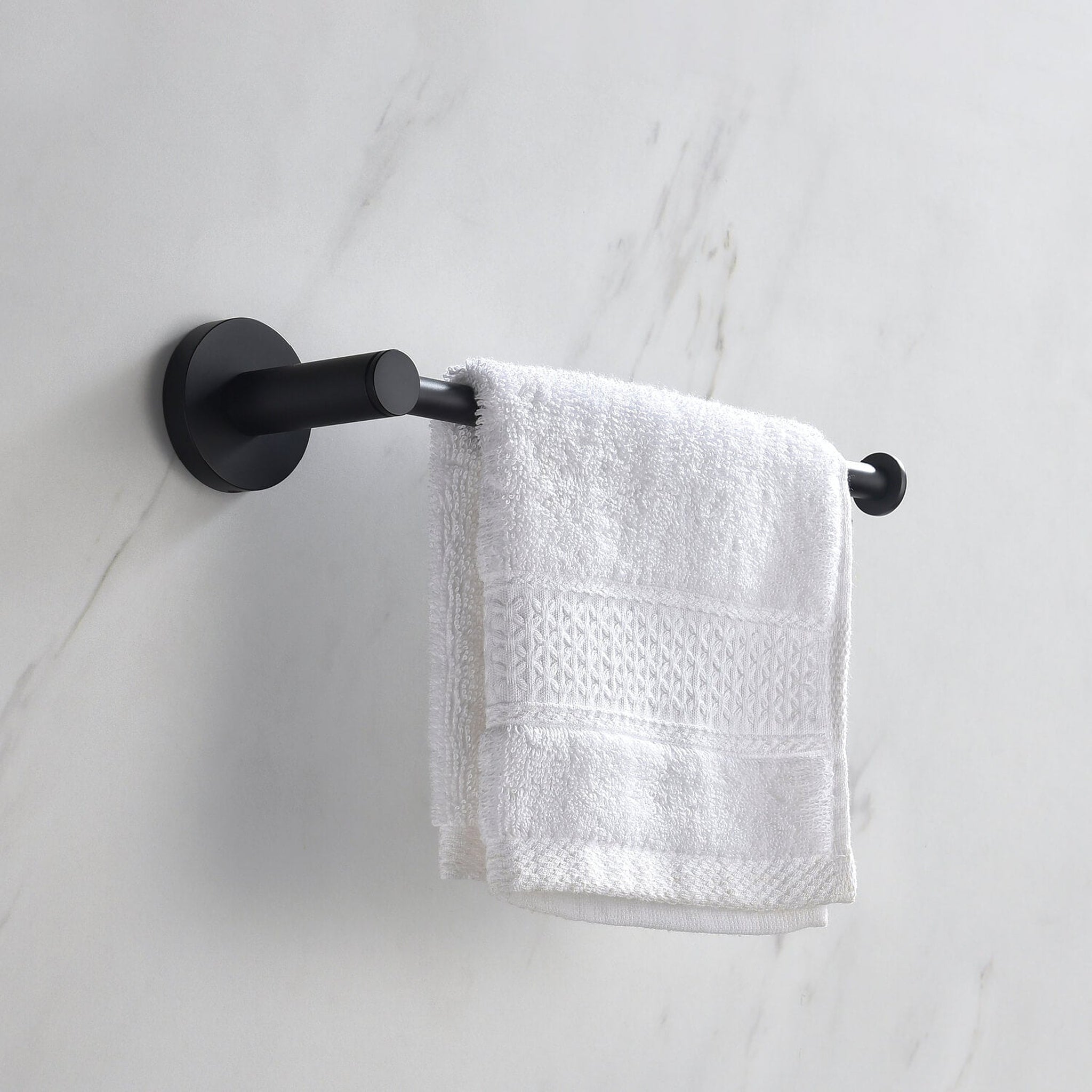 KIBI, KIBI Circular 10" Brass Bathroom Towel Bar in Matte Black Finish