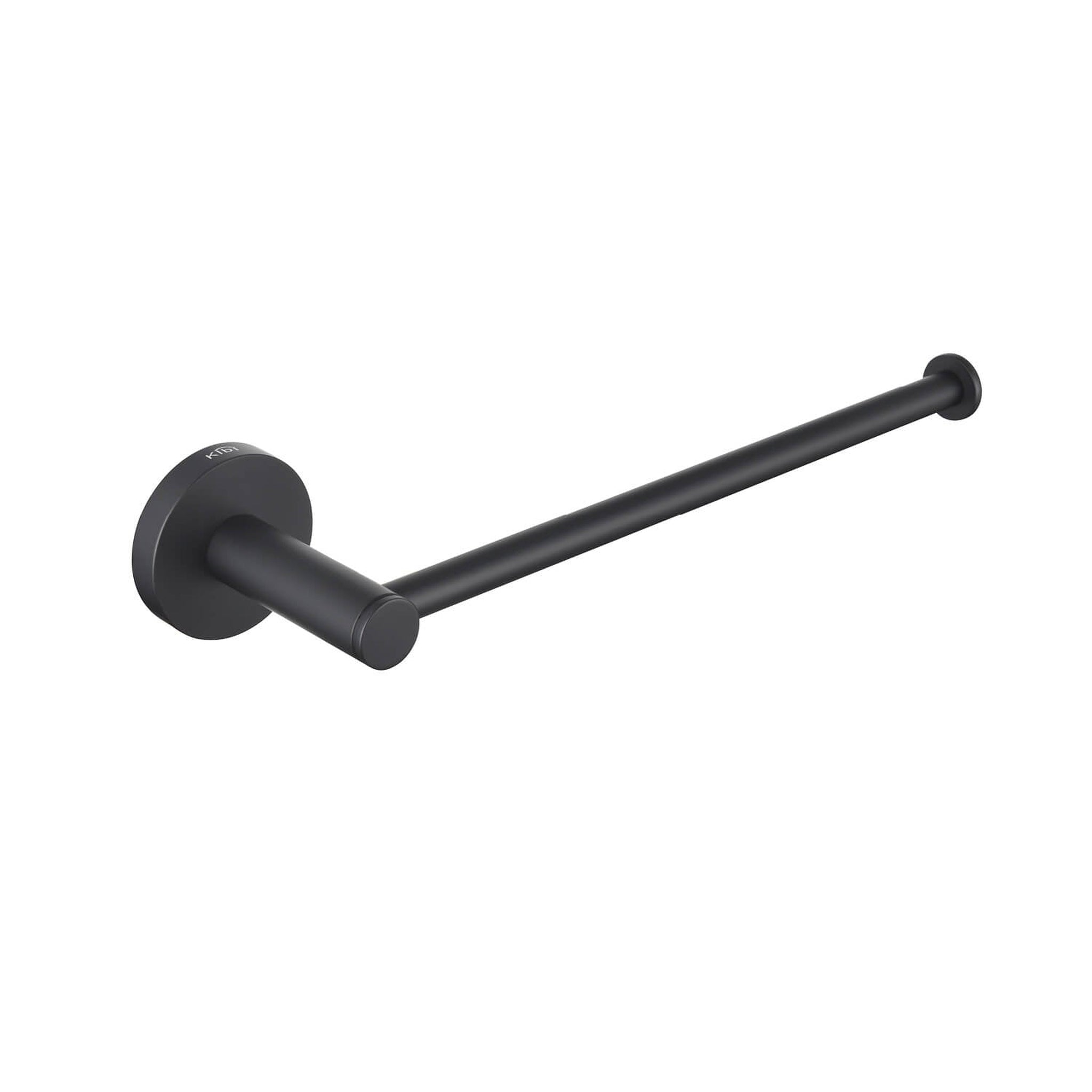 KIBI, KIBI Circular 10" Brass Bathroom Towel Bar in Matte Black Finish