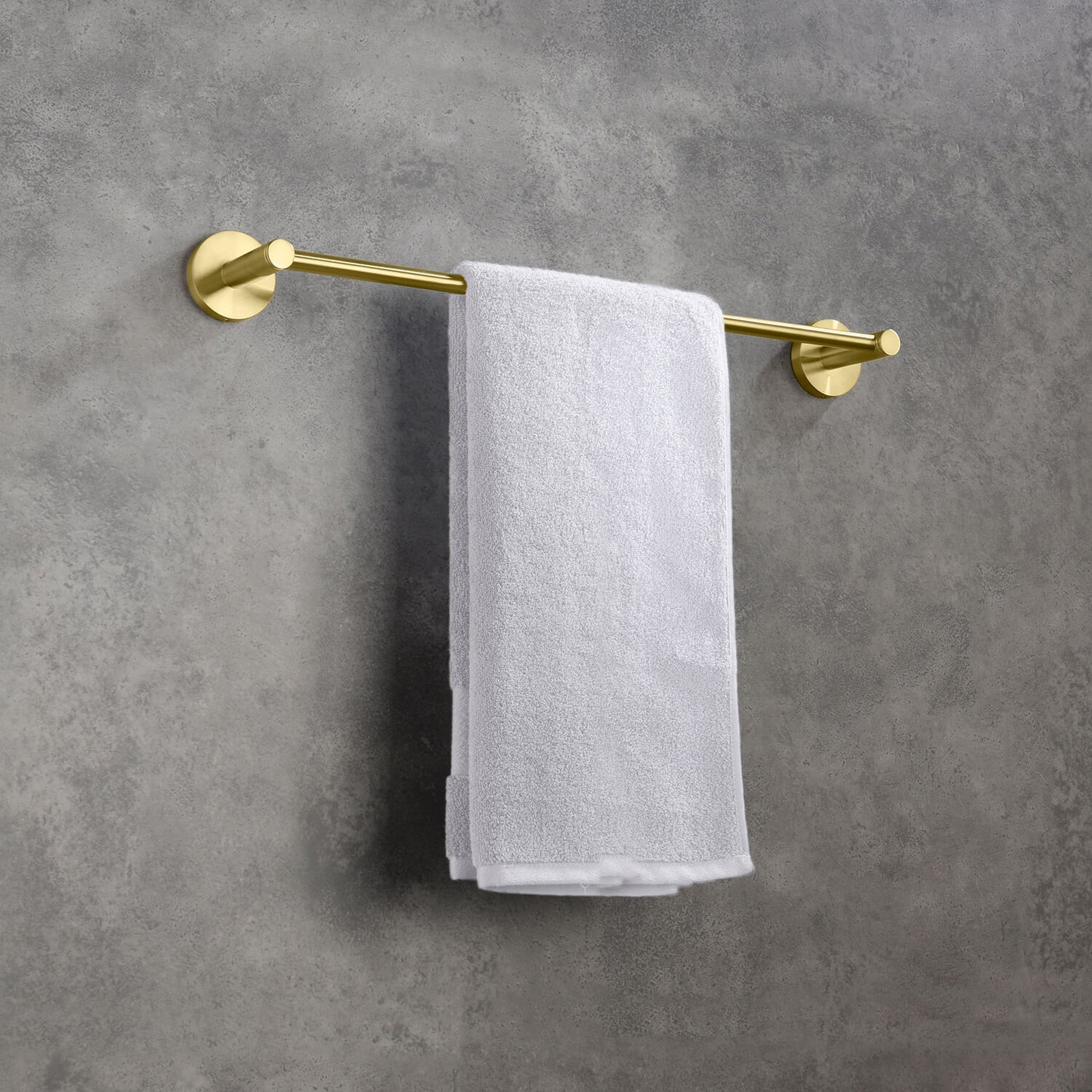 KIBI, KIBI Circular 18" Brass Bathroom Towel Bar in Brushed Gold Finish