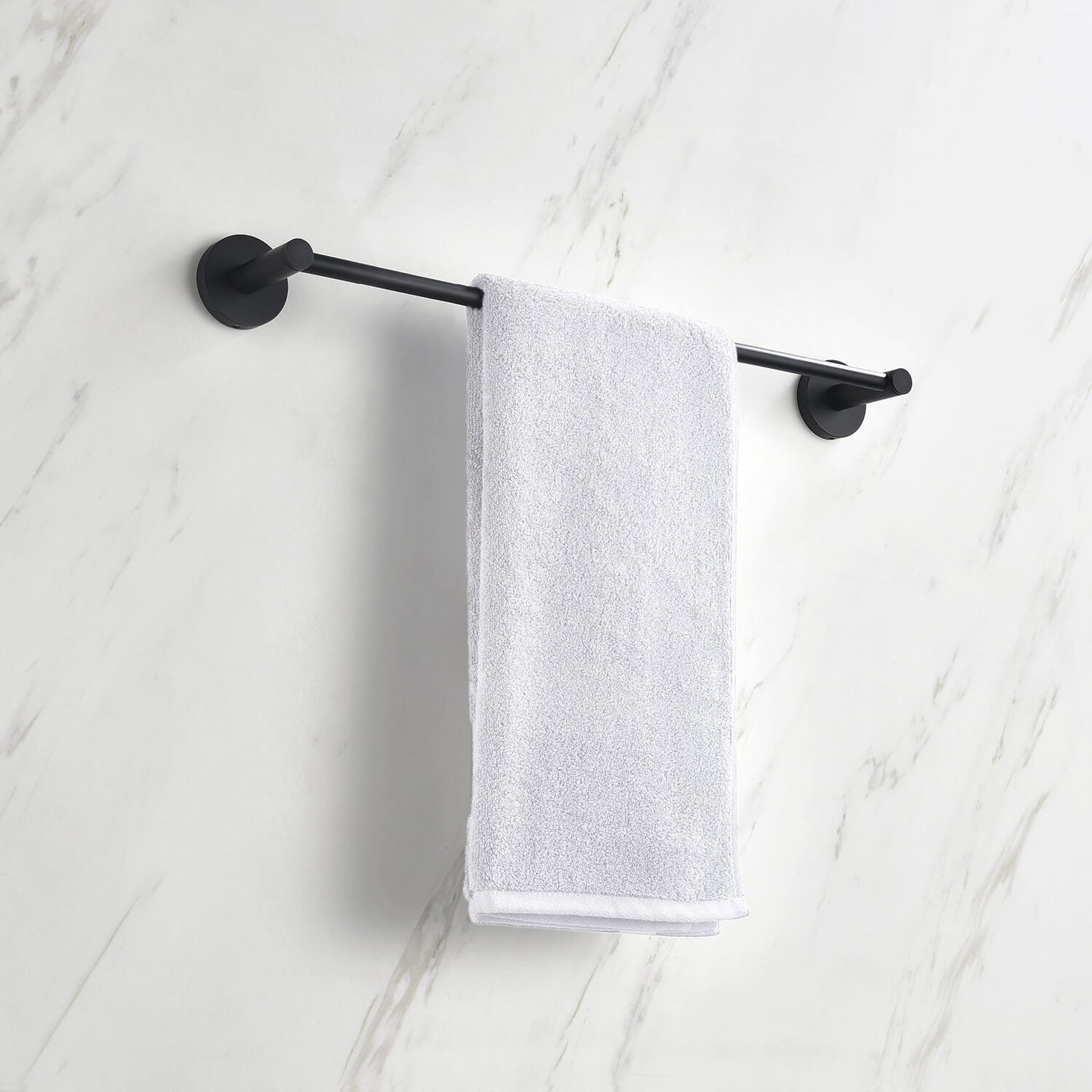 KIBI, KIBI Circular 18" Brass Bathroom Towel Bar in Matte Black Finish