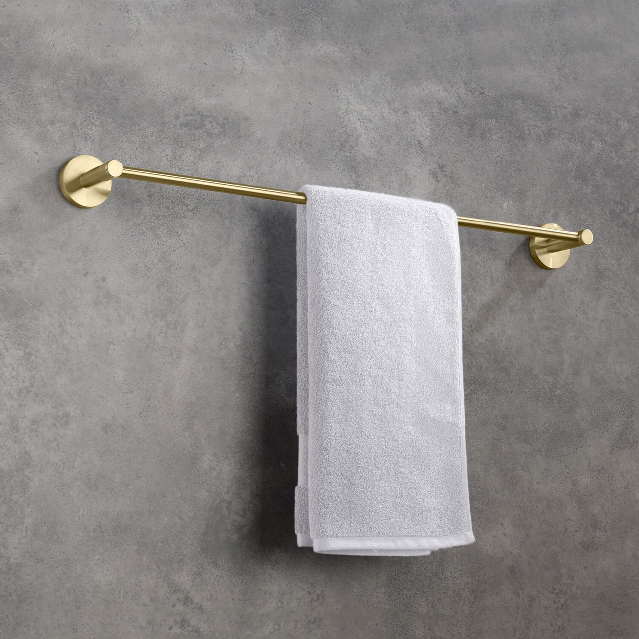 KIBI, KIBI Circular 24" Brass Bathroom Towel Bar in Brushed Gold Finish