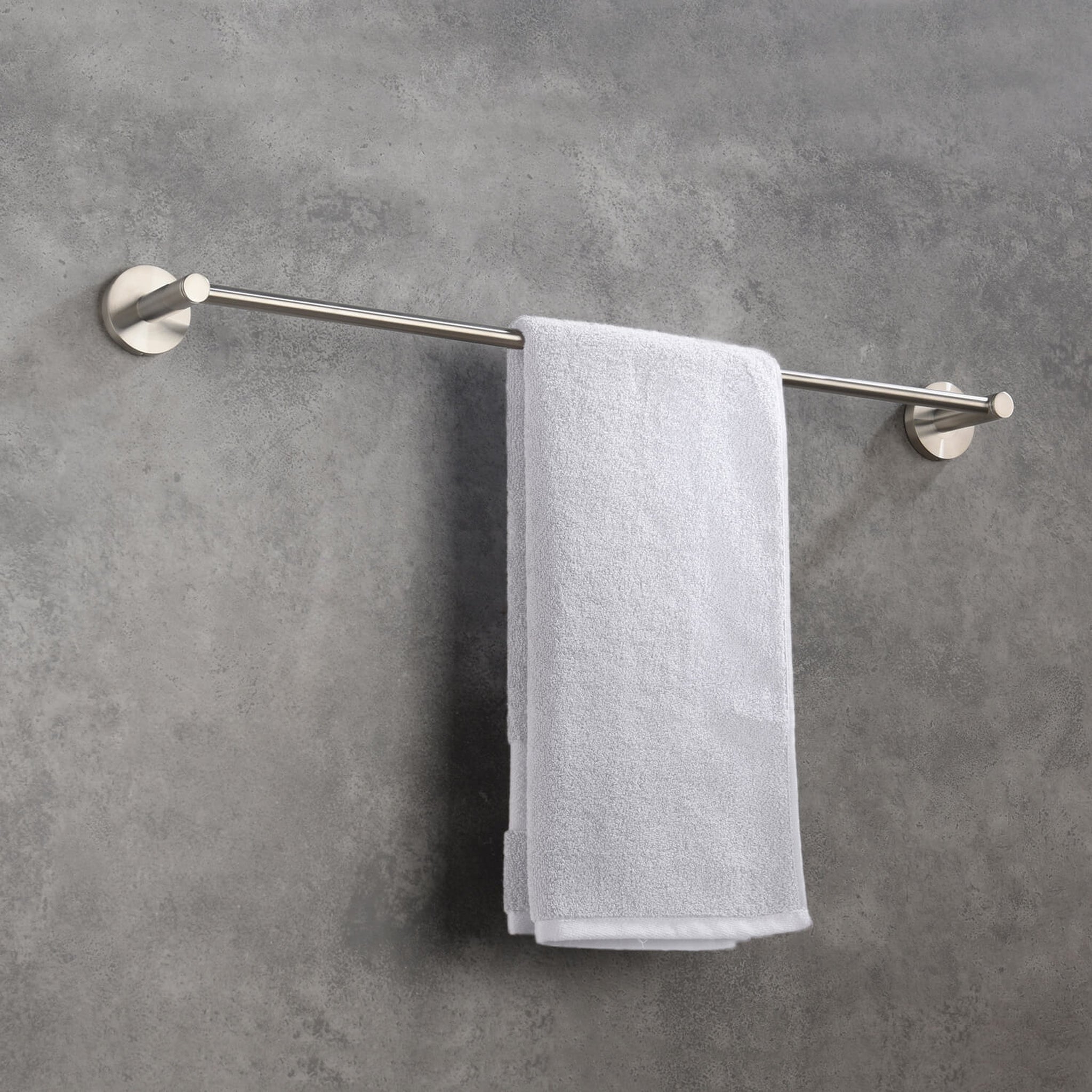 KIBI, KIBI Circular 24" Brass Bathroom Towel Bar in Brushed Nickel Finish