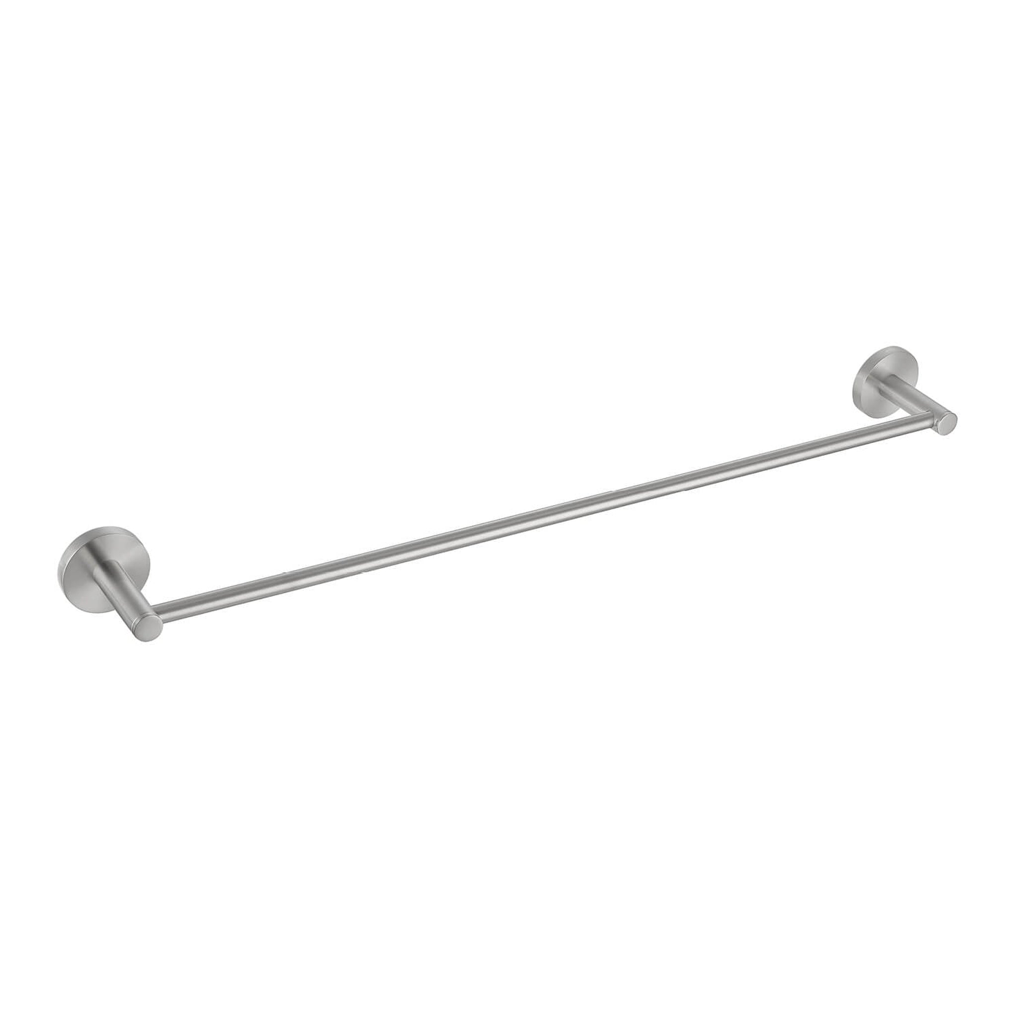 KIBI, KIBI Circular 24" Brass Bathroom Towel Bar in Brushed Nickel Finish