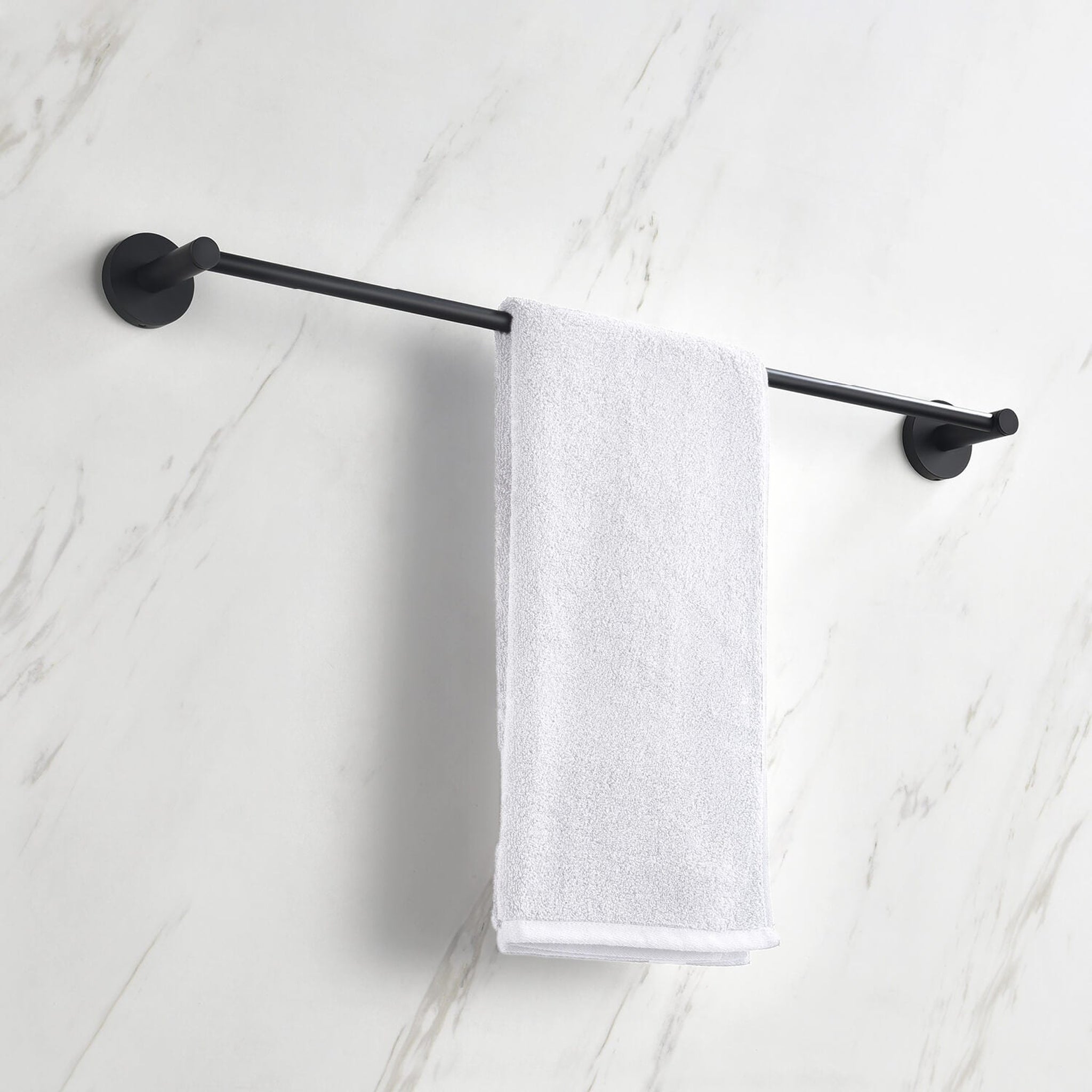 KIBI, KIBI Circular 24" Brass Bathroom Towel Bar in Matte Black Finish