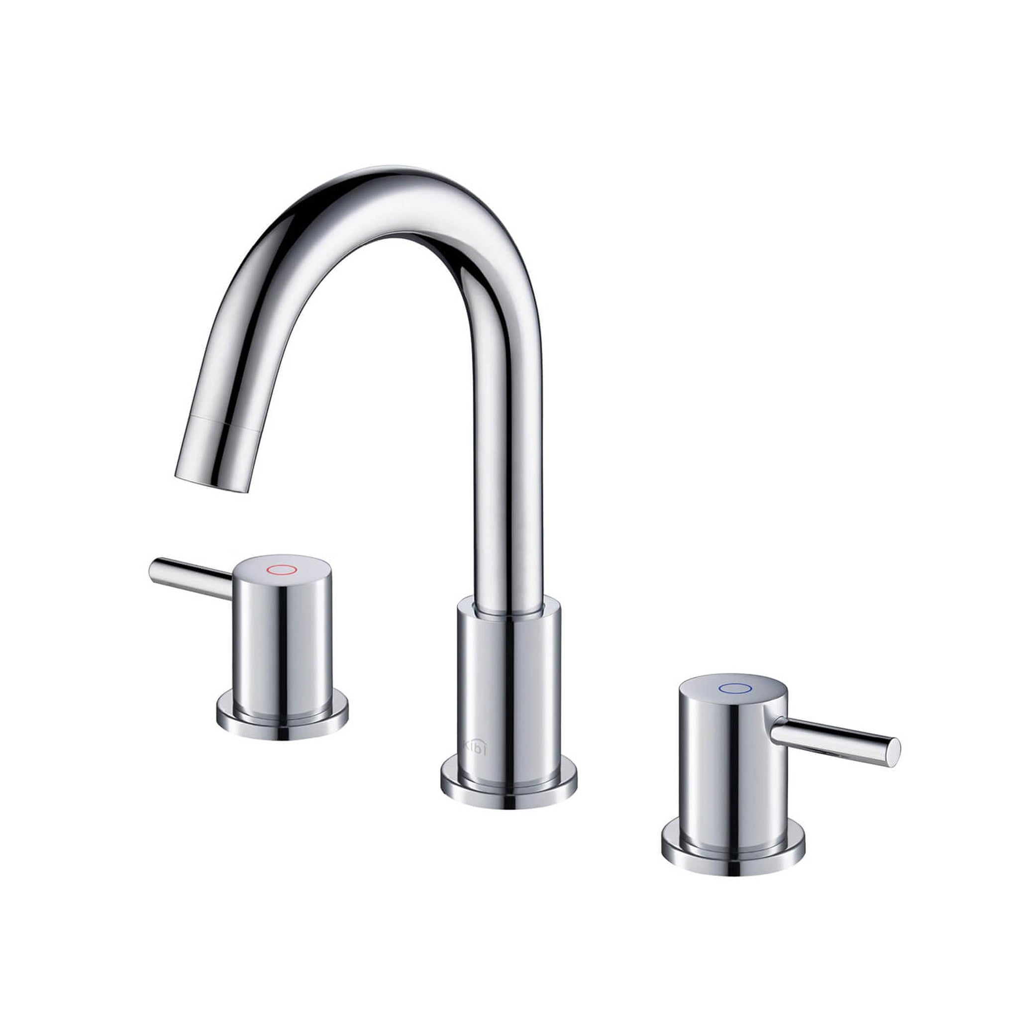 KIBI, KIBI Circular 8" Widespread 2-Handle Chrome Solid Brass Bathroom Sink Faucet With Pop-Up Drain