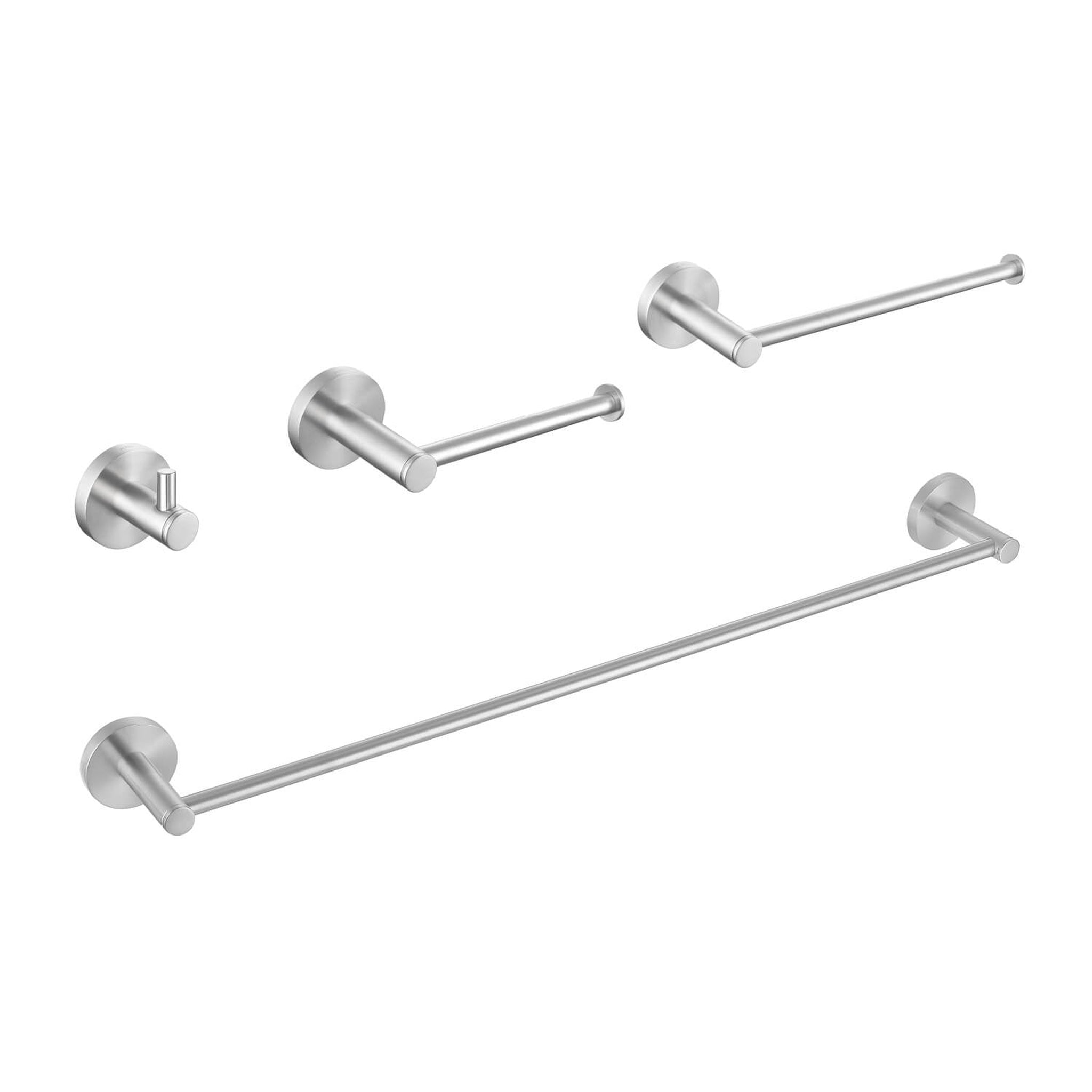 KIBI, KIBI Circular Brass 4 Piece Bathroom Hardware Set in Brushed Nickel Finish