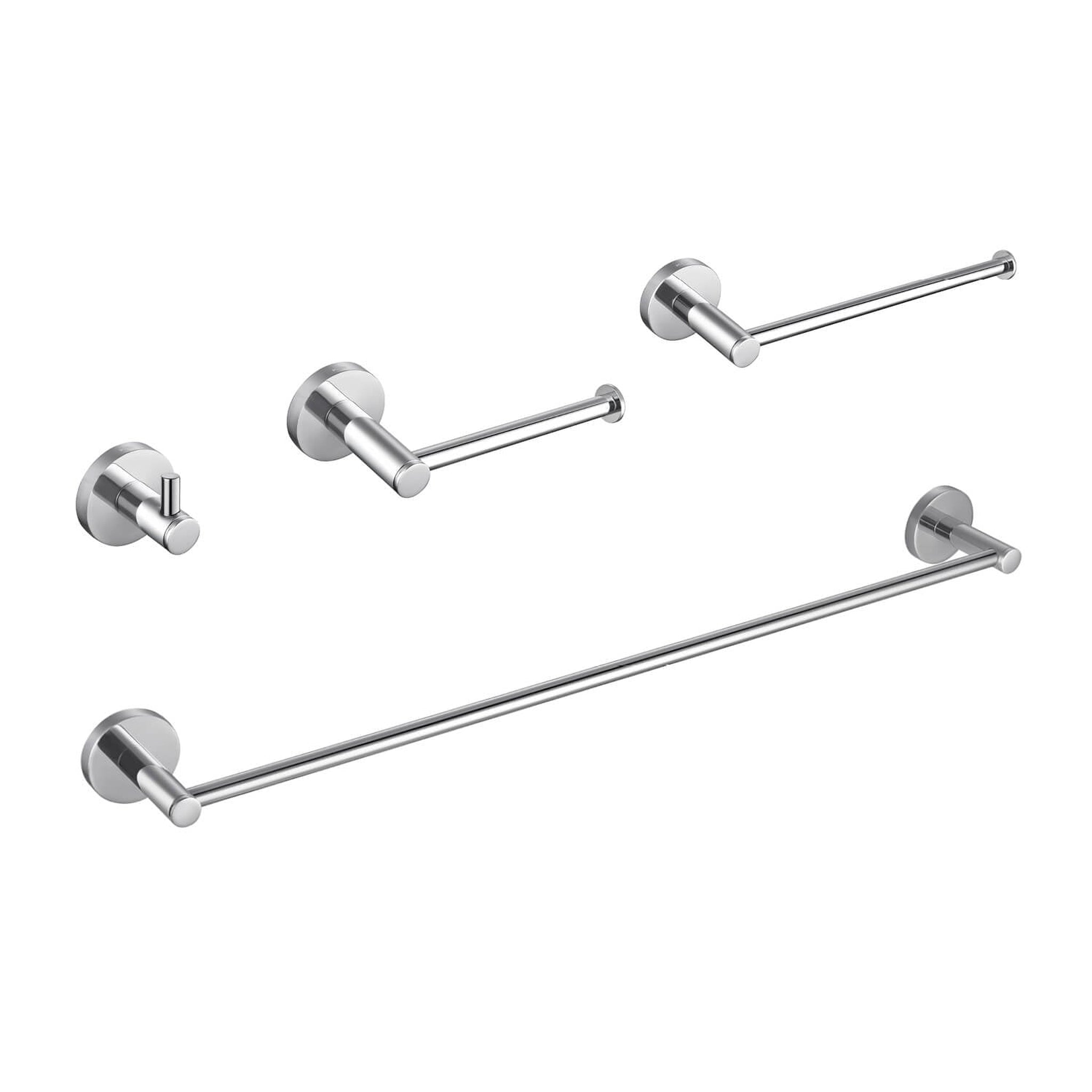 KIBI, KIBI Circular Brass 4 Piece Bathroom Hardware Set in Chrome Finish