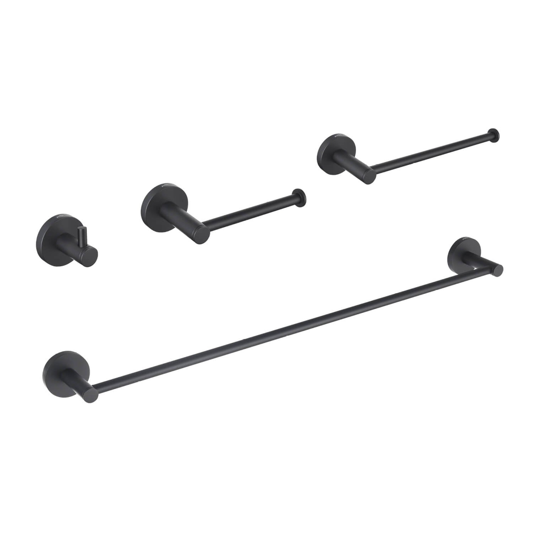 KIBI, KIBI Circular Brass 4 Piece Bathroom Hardware Set in Matte Black Finish