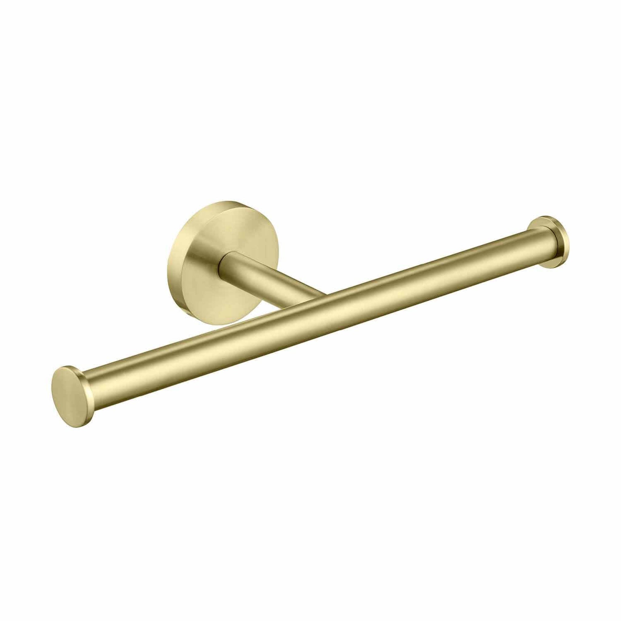 KIBI, KIBI Circular Brass Bathroom Double Toilet Paper Holder in Brushed Gold Finish