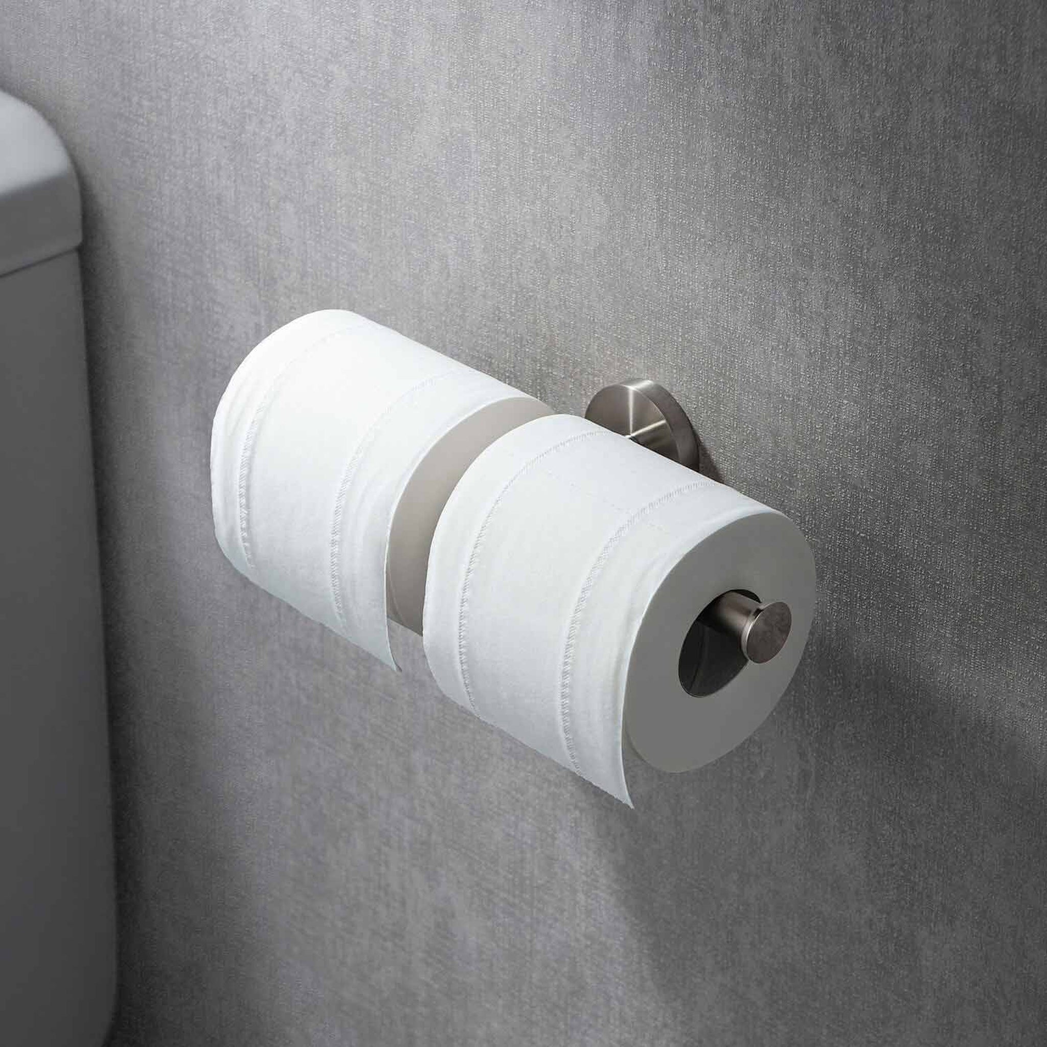 KIBI, KIBI Circular Brass Bathroom Double Toilet Paper Holder in Brushed Nickel Finish
