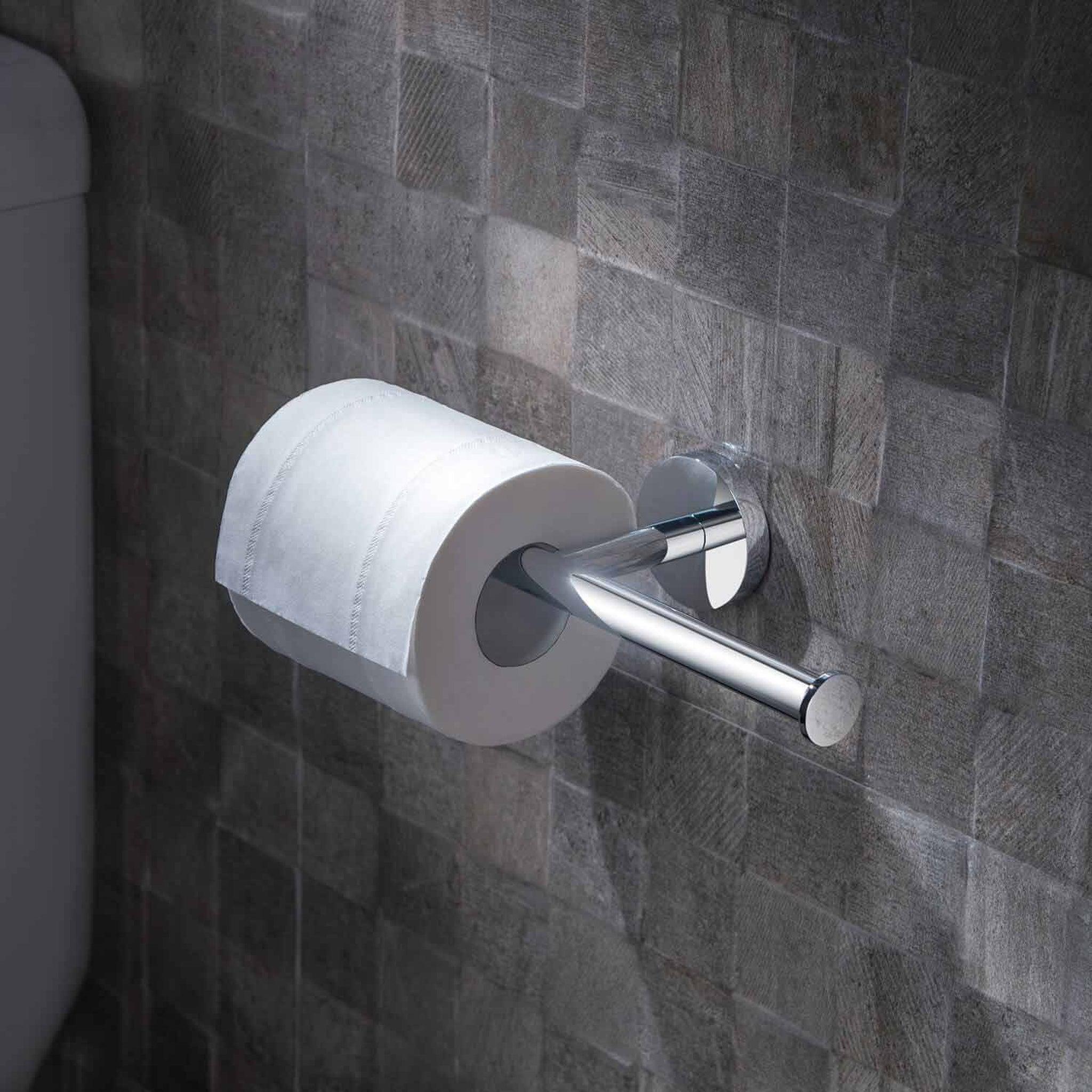 KIBI, KIBI Circular Brass Bathroom Double Toilet Paper Holder in Chrome Finish