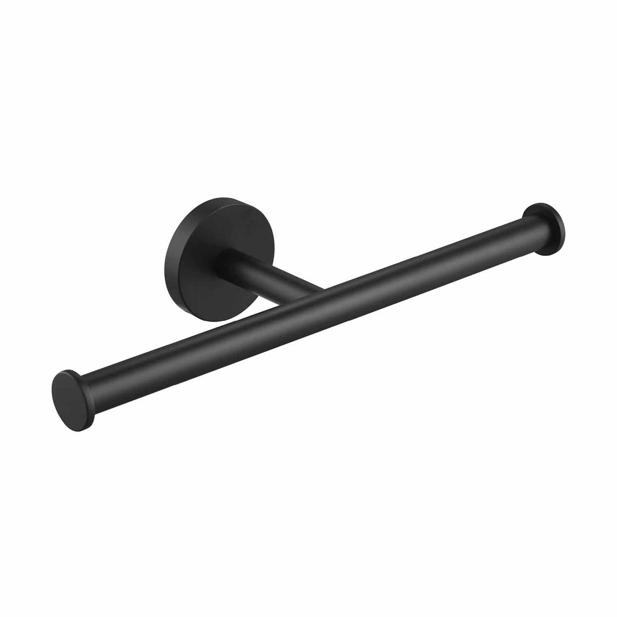 KIBI, KIBI Circular Brass Bathroom Double Toilet Paper Holder in Matte Black Finish