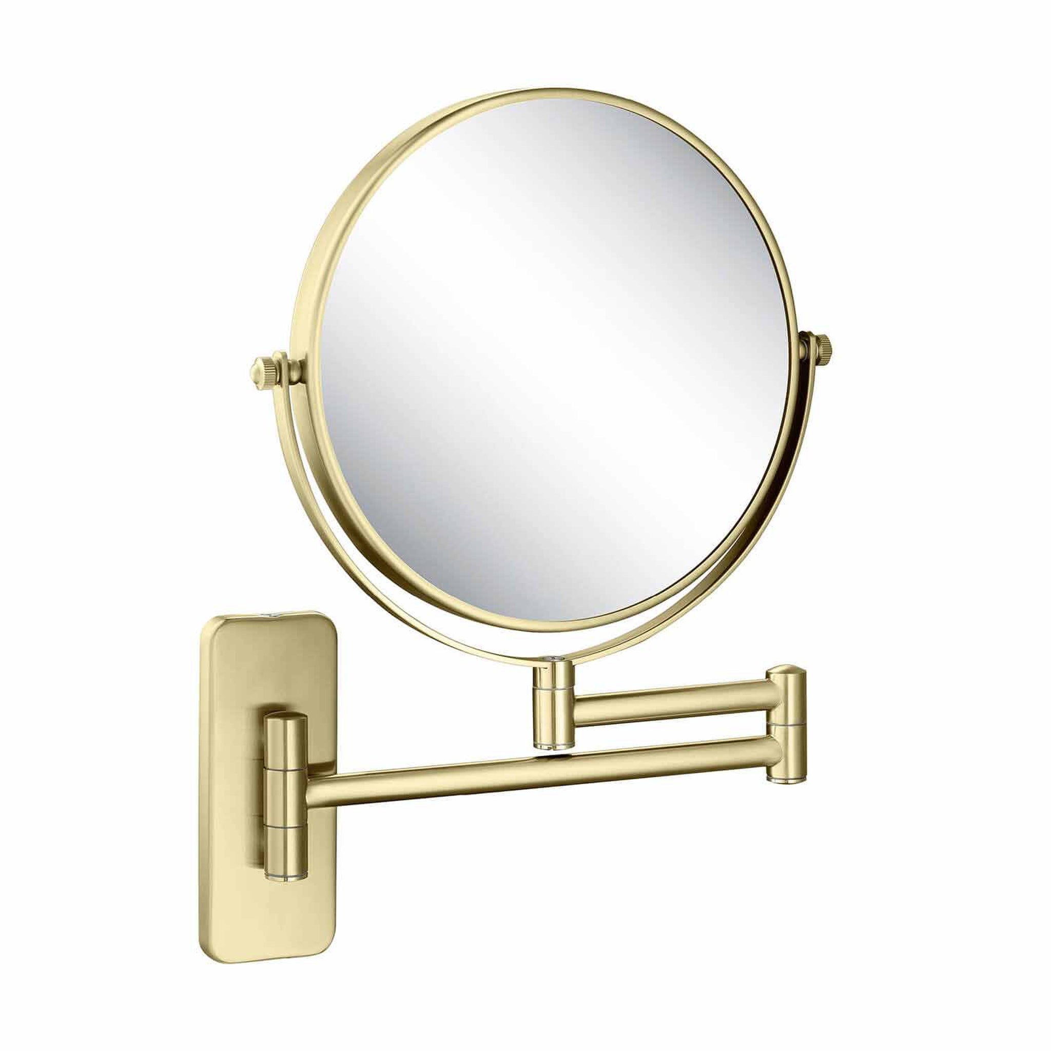 KIBI, KIBI Circular Brass Bathroom Magnifying Makeup Shaving Mirror in Brushed Gold Frame Finish