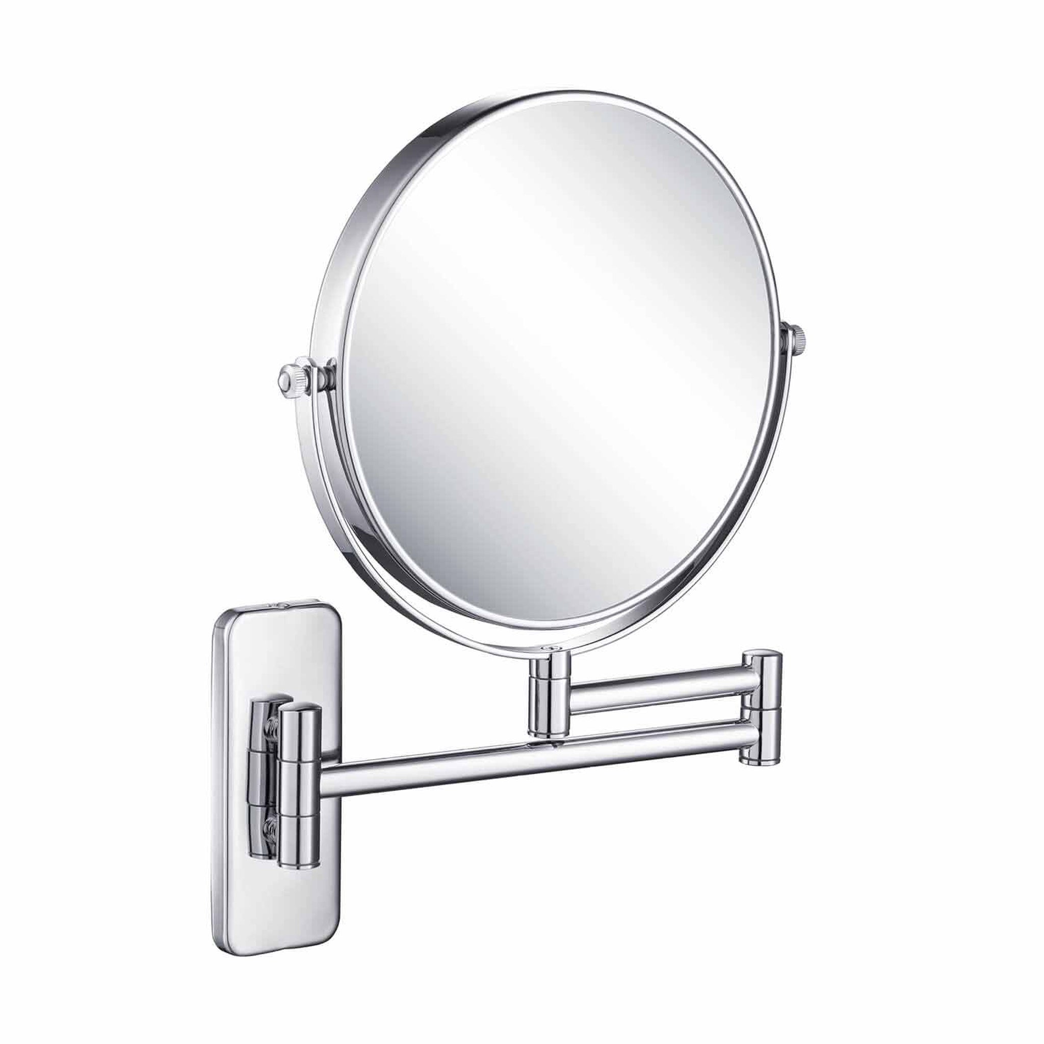 KIBI, KIBI Circular Brass Bathroom Magnifying Makeup Shaving Mirror in Chrome Frame Finish
