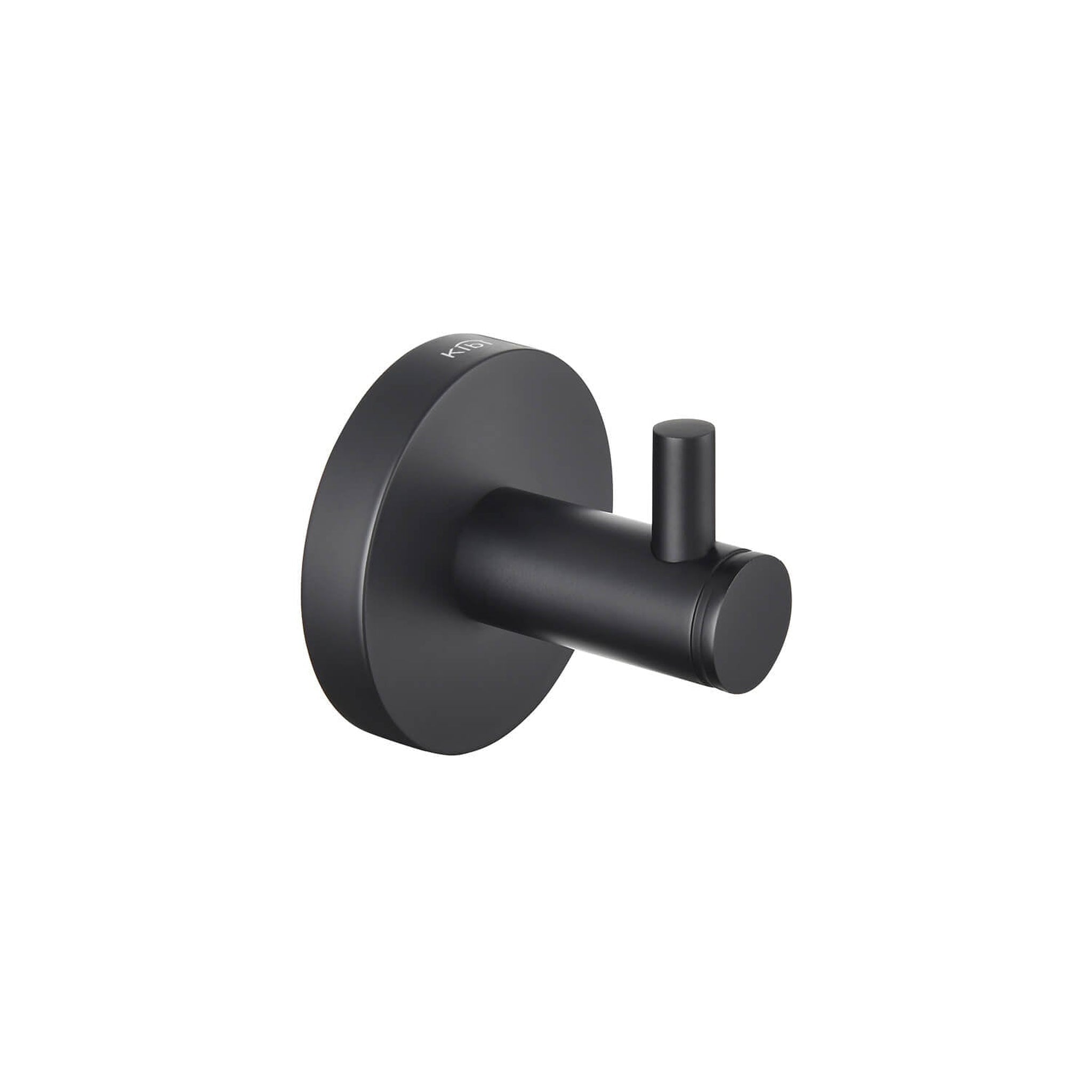 KIBI, KIBI Circular Brass Bathroom Robe Hook in Matte Black Finish