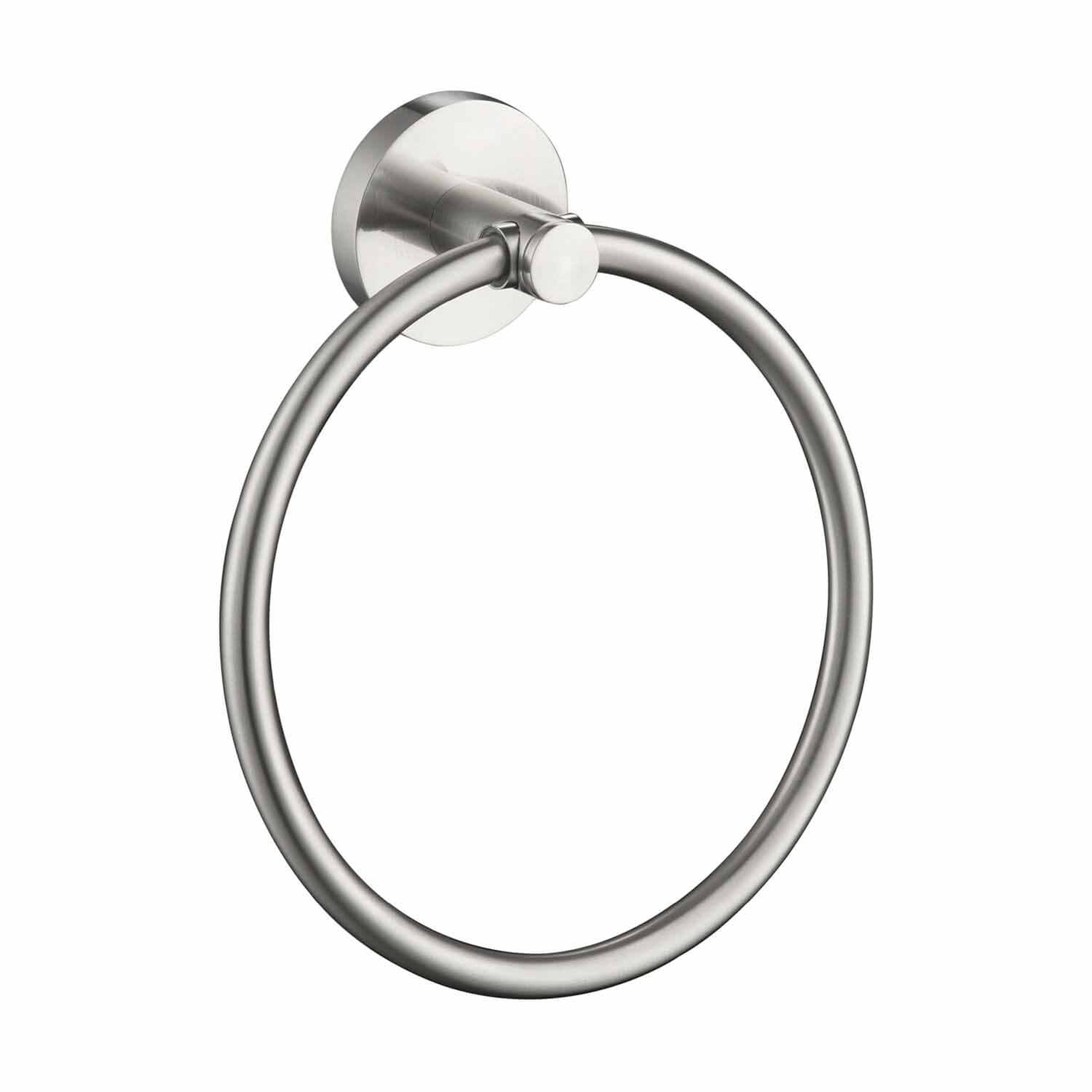 KIBI, KIBI Circular Brass Bathroom Towel Ring in Brushed Nickel Finish