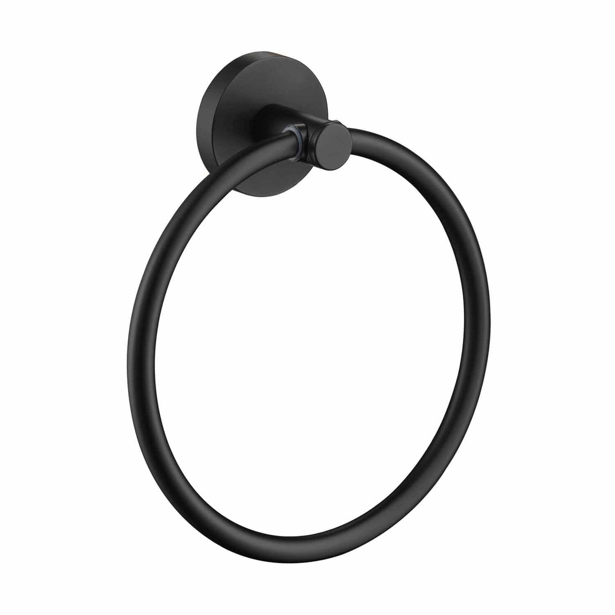 KIBI, KIBI Circular Brass Bathroom Towel Ring in Matte Black Finish