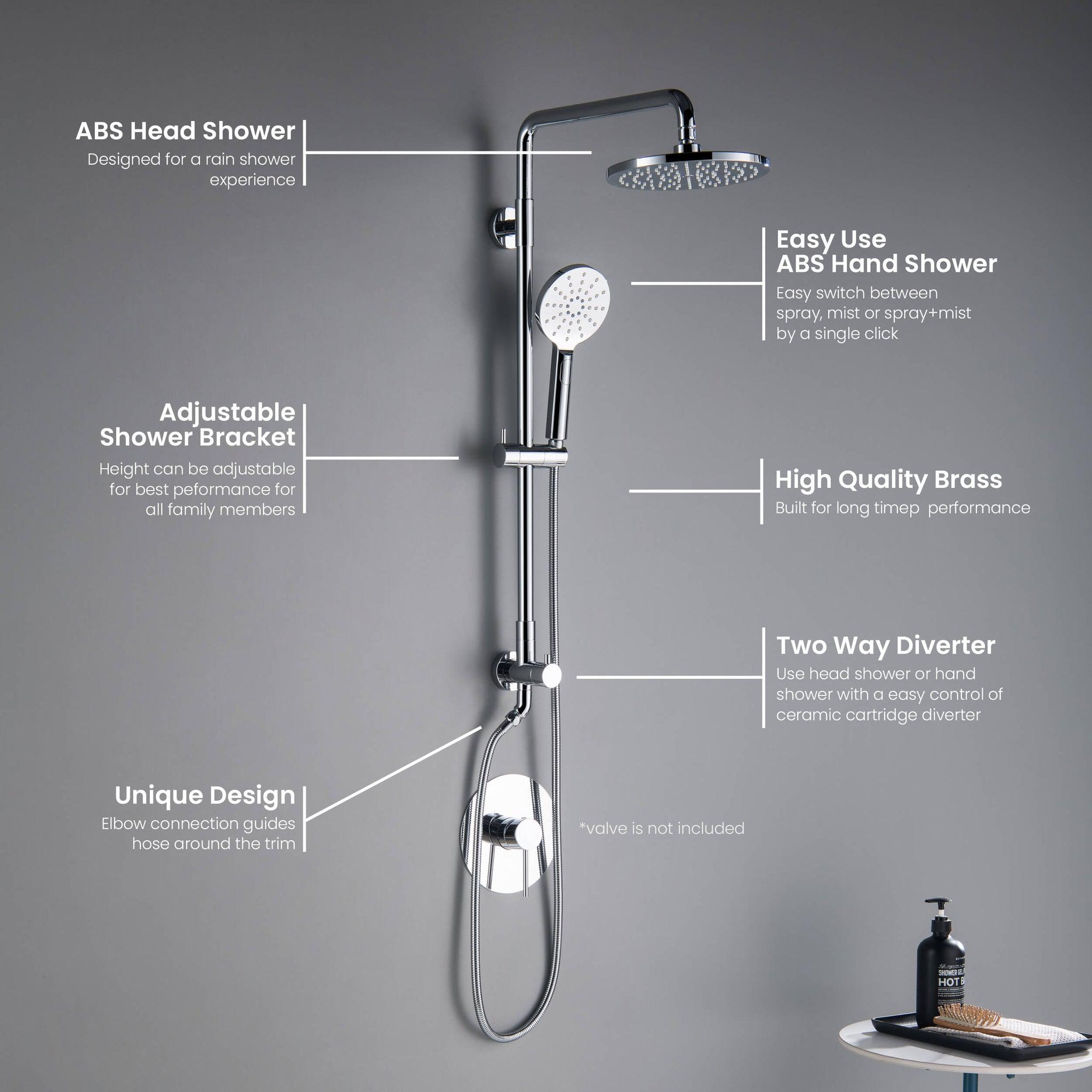 KIBI, KIBI Circular Shower Column With Dual Function Shower Head in Chrome Finish