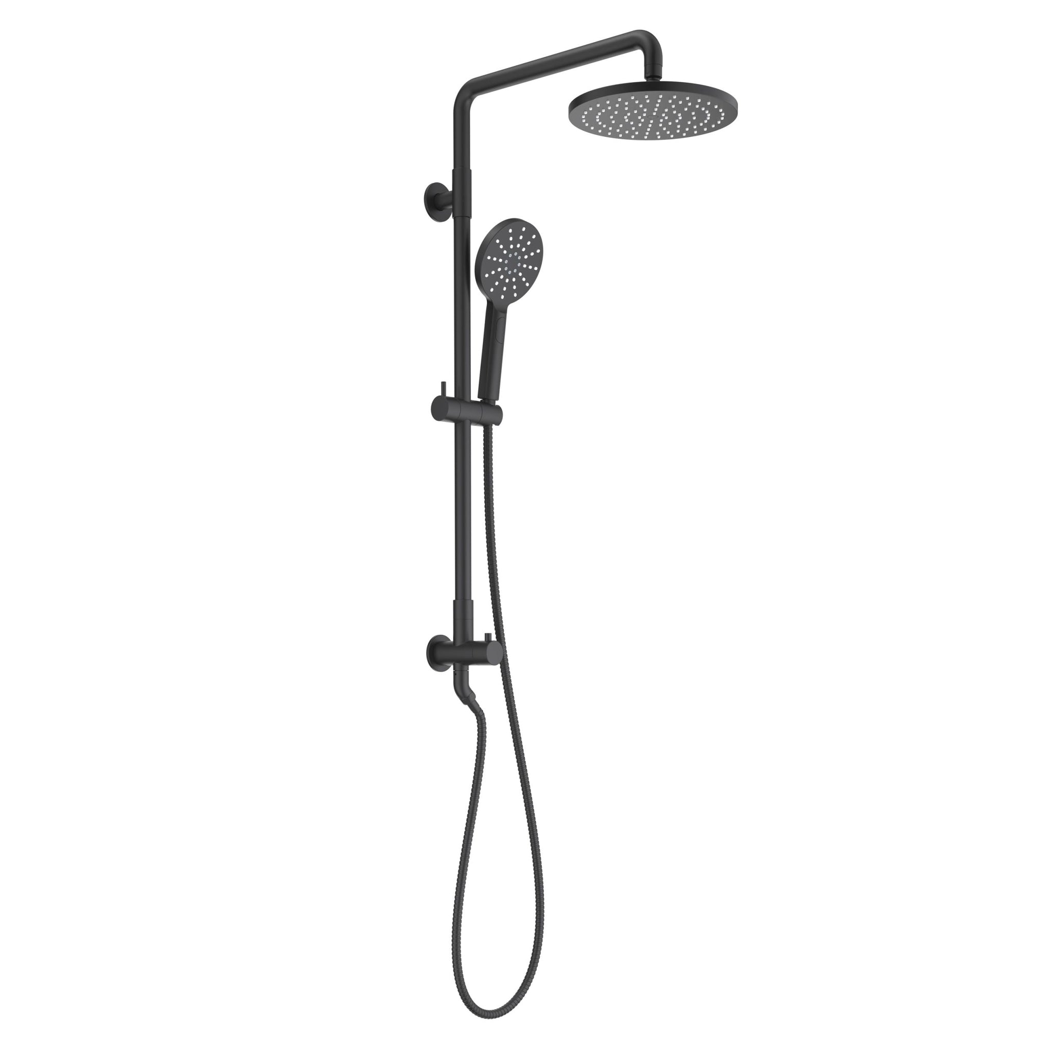 KIBI, KIBI Circular Shower Column With Dual Function Shower Head in Matte Black Finish