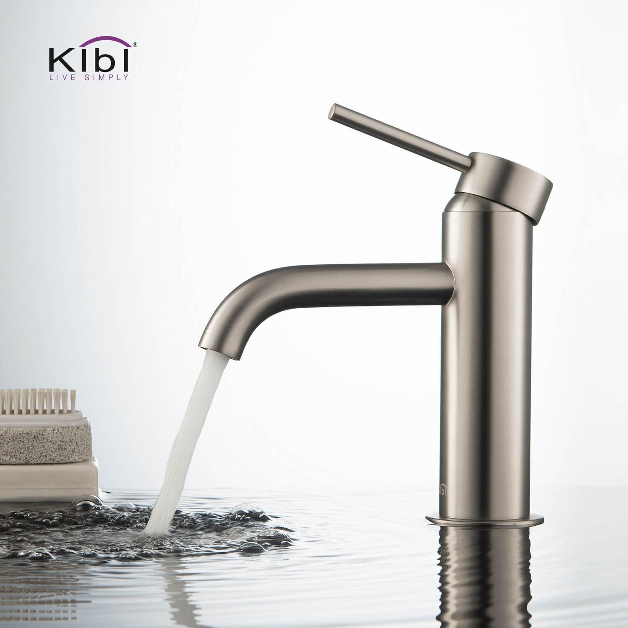 KIBI, KIBI Circular Single Handle Brushed Nickel Solid Brass Bathroom Sink Faucet
