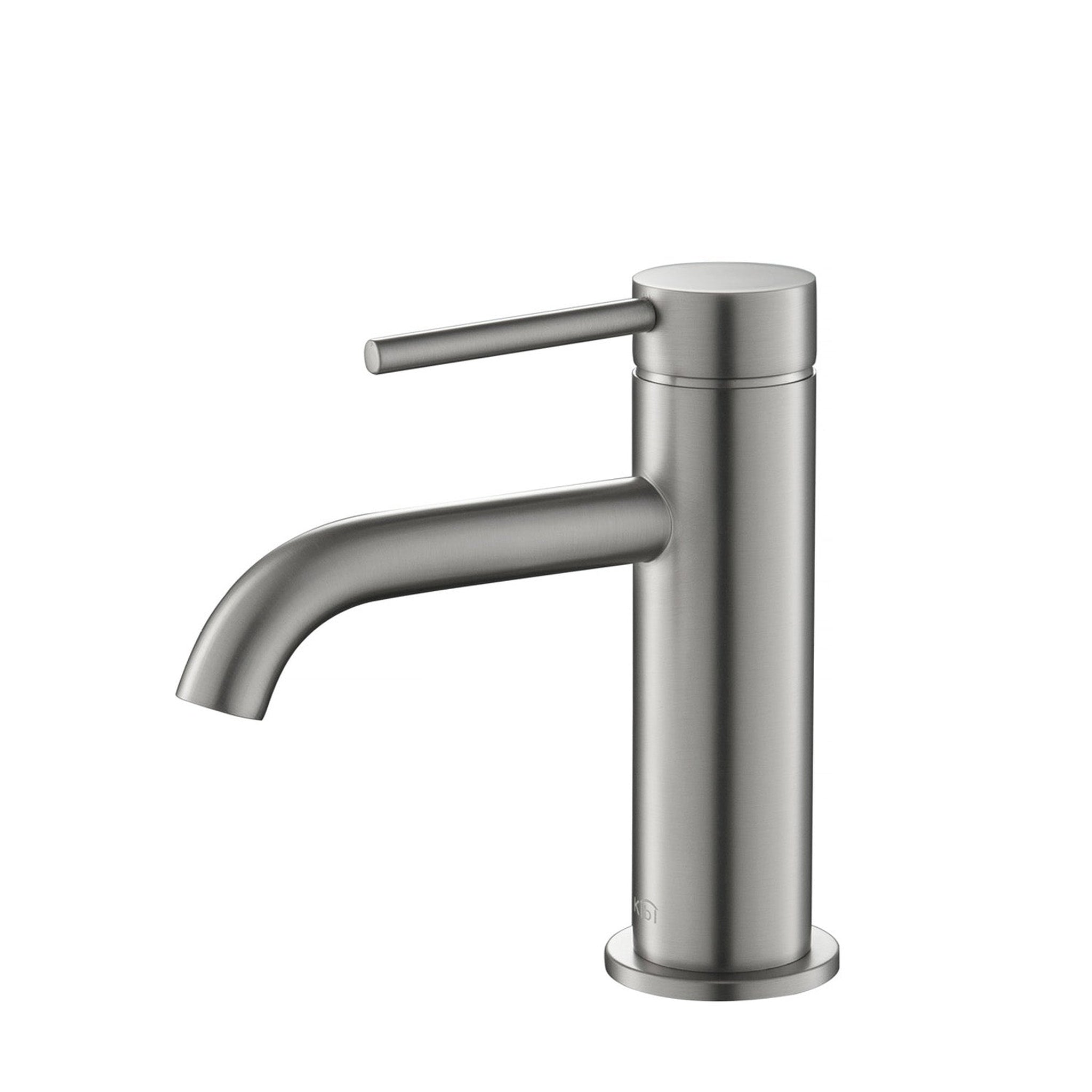 KIBI, KIBI Circular Single Handle Brushed Nickel Solid Brass Bathroom Sink Faucet