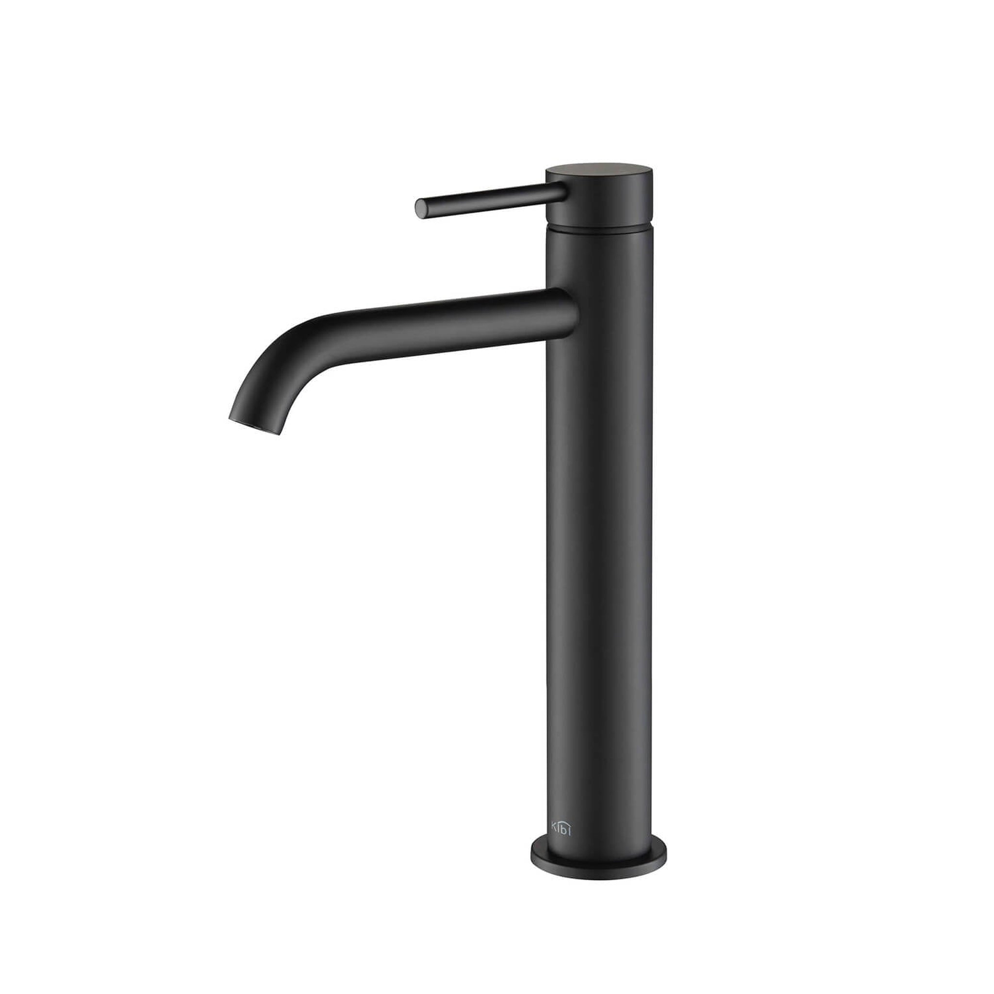 KIBI, KIBI Circular Single Handle Matte Black Solid Brass Bathroom Vessel Sink Faucet